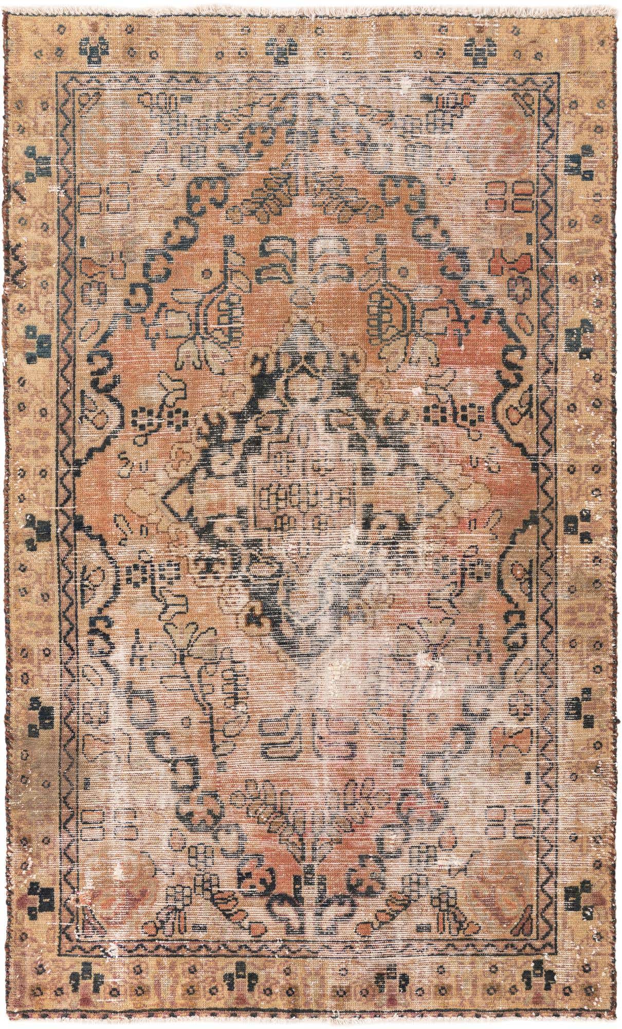 Primary image 4' x 6' 6 Hand Knotted Ultra Vintage Persian Wool Rug