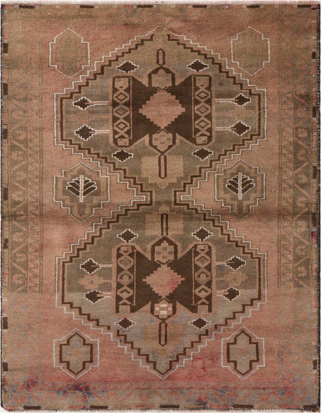 A 4x6 rectangular Ultra Vintage rug featuring a distressed Persian pattern in shades of orange, red, and brown.