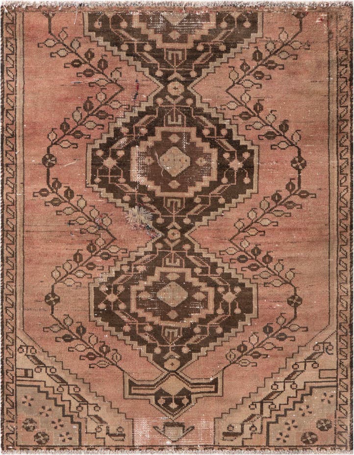  3' 4 x 4' 5  Hand Knotted Ultra Vintage Persian W...