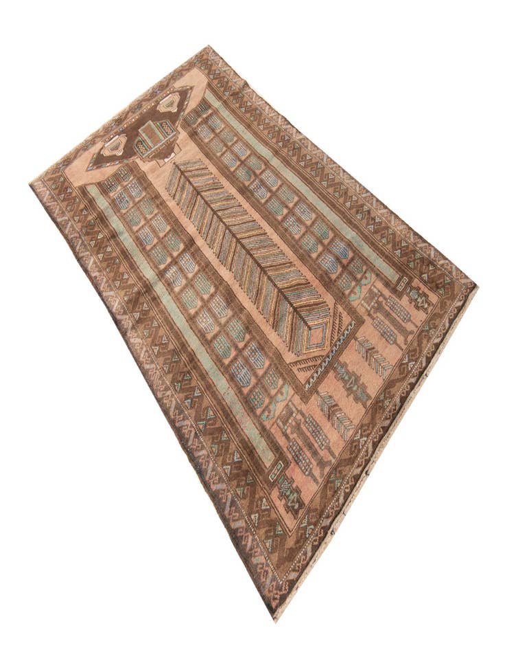 Detail image of  3' 9 x 6' 3  Hand Knotted Ultra Vintage Persian Wool Rug