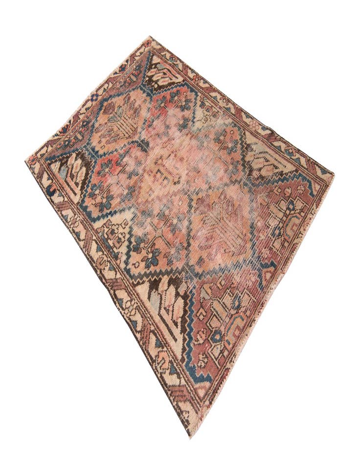 Detail image of  3' 5 x 4' 8  Hand Knotted Ultra Vintage Persian Wool Rug