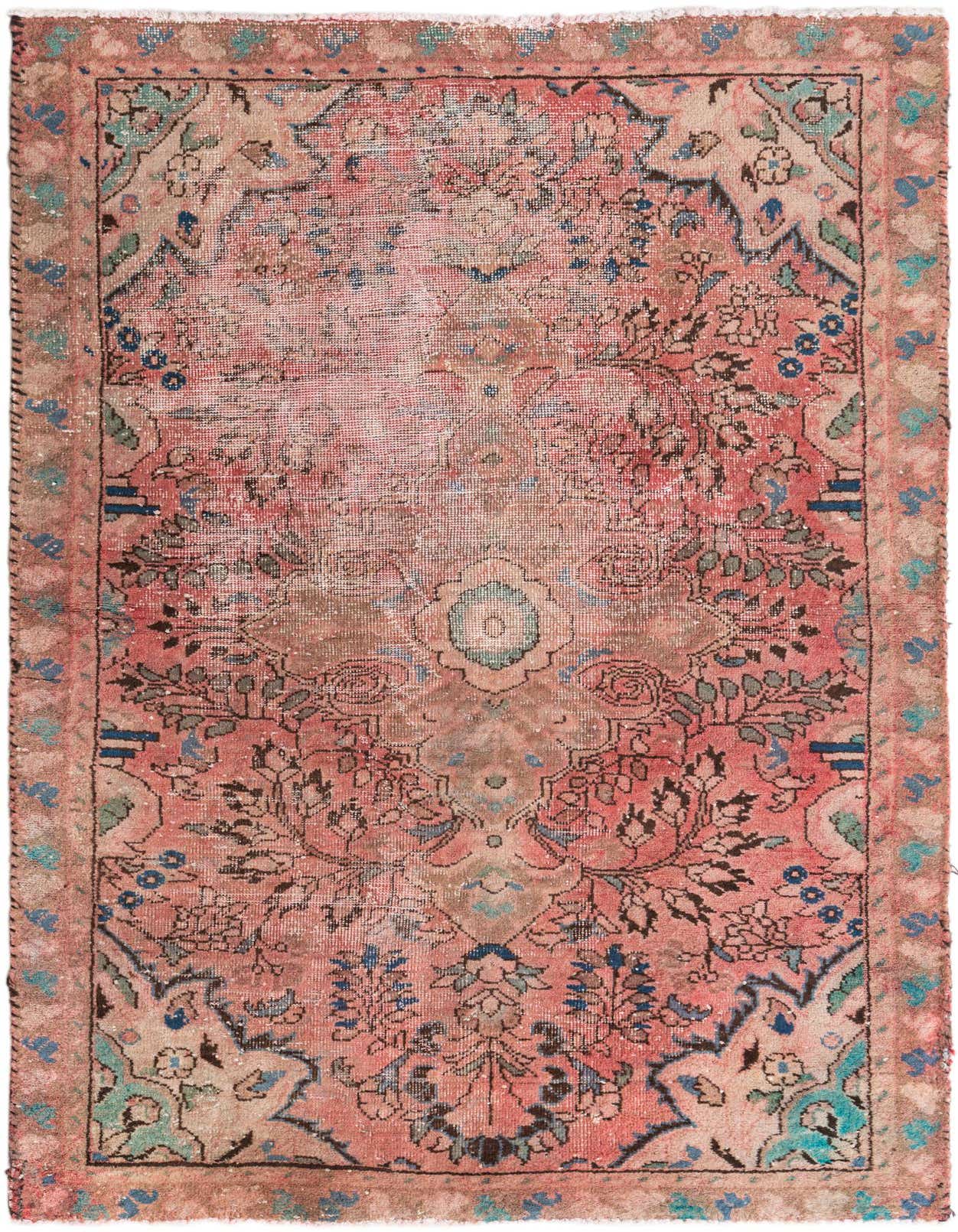 A 4x6 rectangular Ultra Vintage Persian rug with a faded medallion pattern in shades of orange, red, and blue.