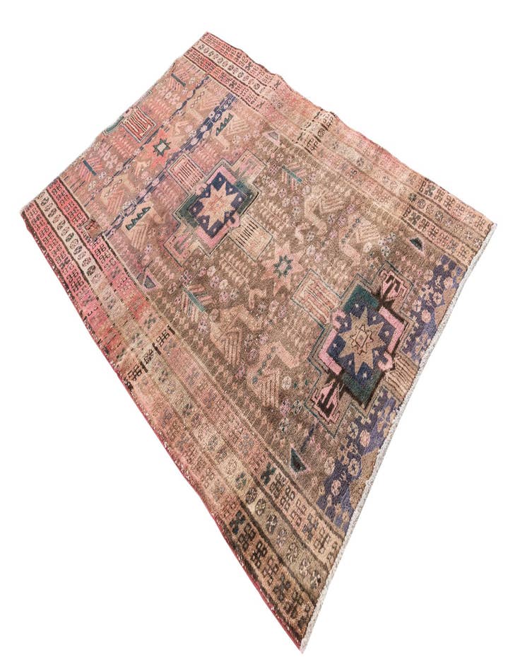 Detail image of  4' 1 x 5' 10  Hand Knotted Ultra Vintage Persian Wool Rug