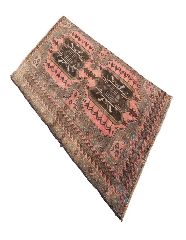 Detail image of  2' 6 x 4' 6  Hand Knotted Ultra Vintage Persian Wool Rug