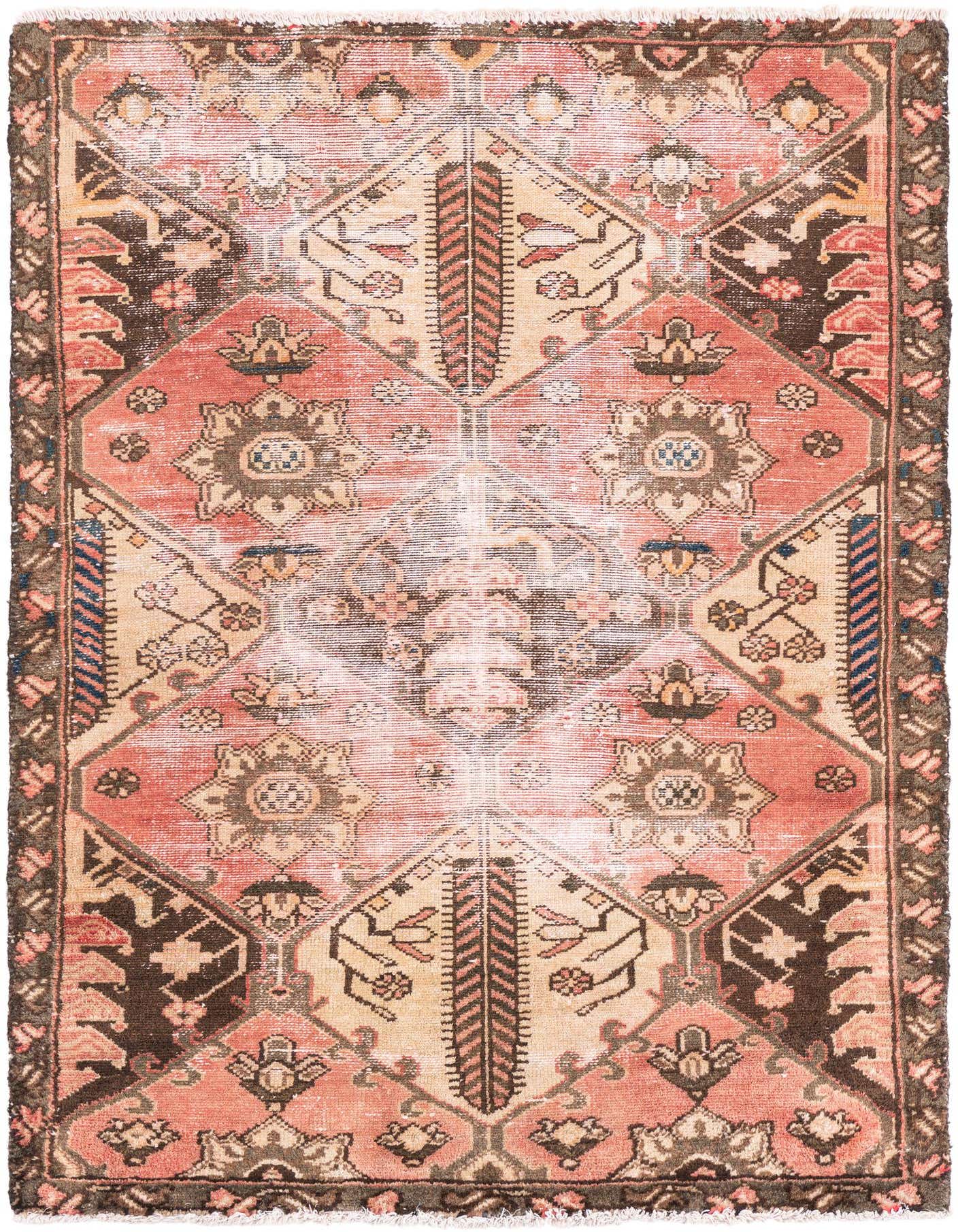 A 3x5 rectangular Ultra Vintage rug featuring a faded Persian pattern in shades of orange, red, and beige.