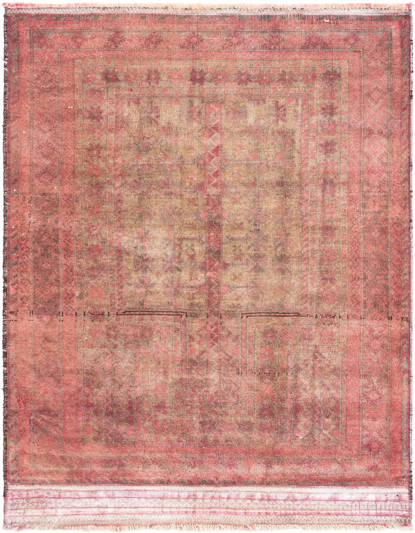 A 3x5 rectangular Ultra Vintage rug in oranges and reds, featuring a distressed Persian pattern with a flat pile.