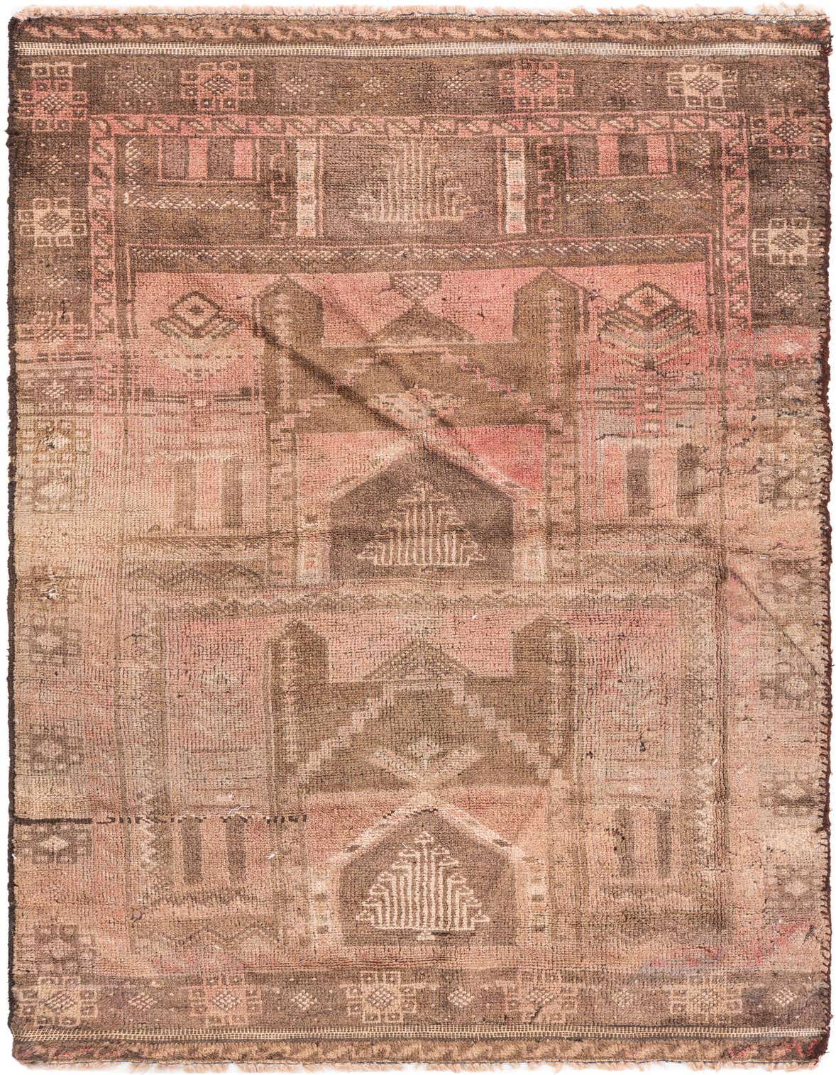 A 3x5 rectangular Ultra Vintage wool rug with a faded Persian pattern in shades of orange and red.