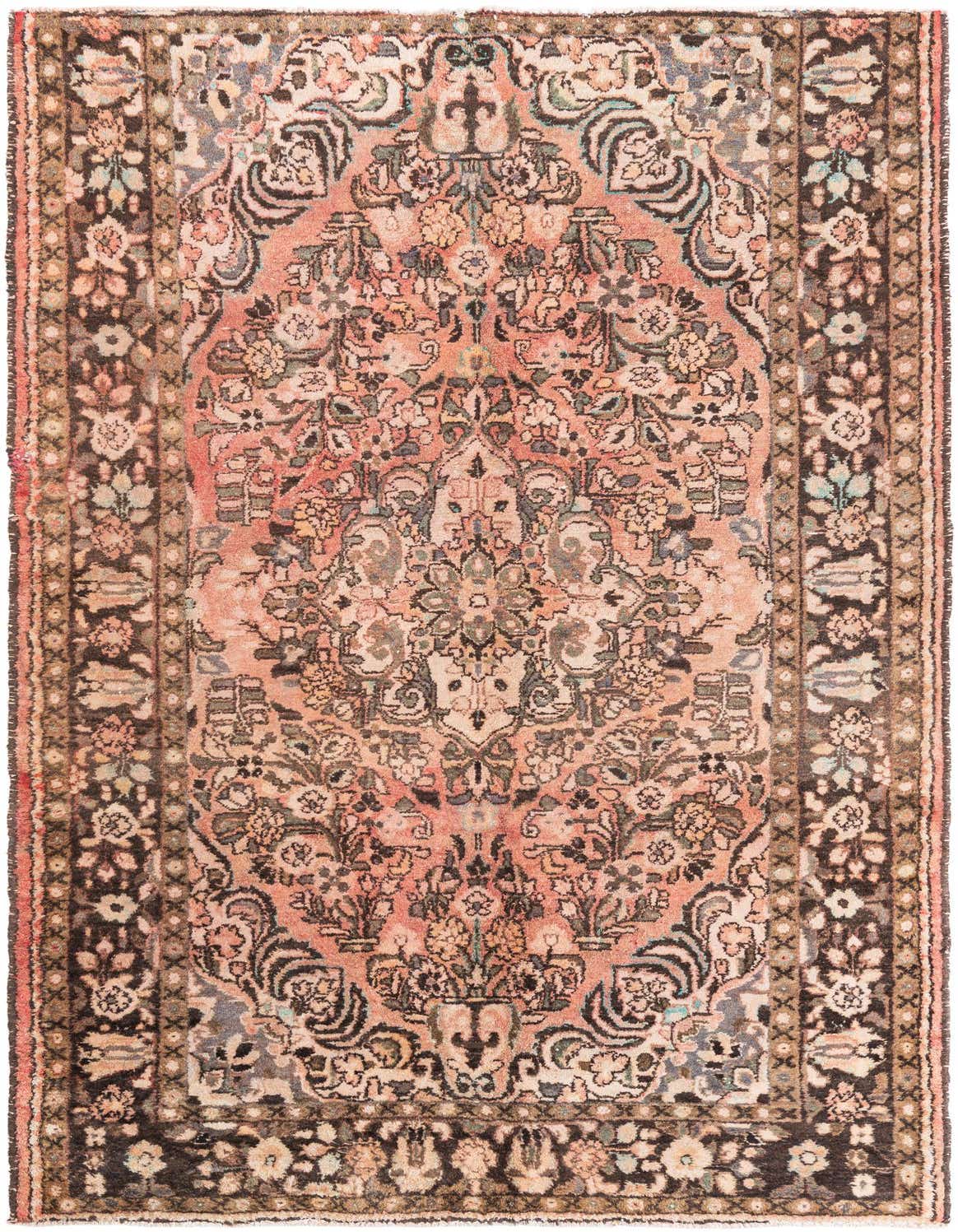 A 6x9 rectangular Ultra Vintage rug featuring a faded Persian medallion pattern in shades of orange, red, and brown.