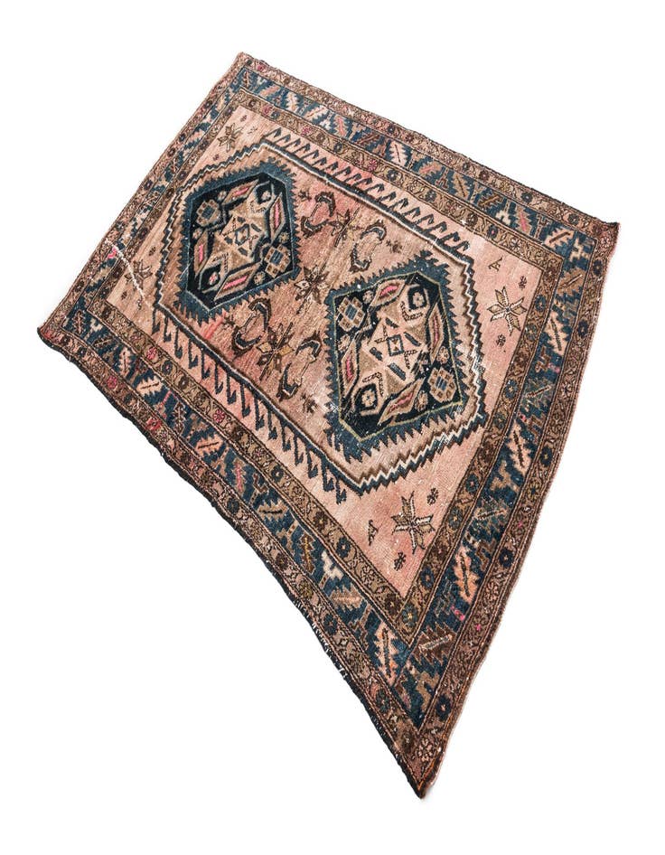 Detail image of  4' 2 x 6' 2  Hand Knotted Ultra Vintage Persian Wool Rug