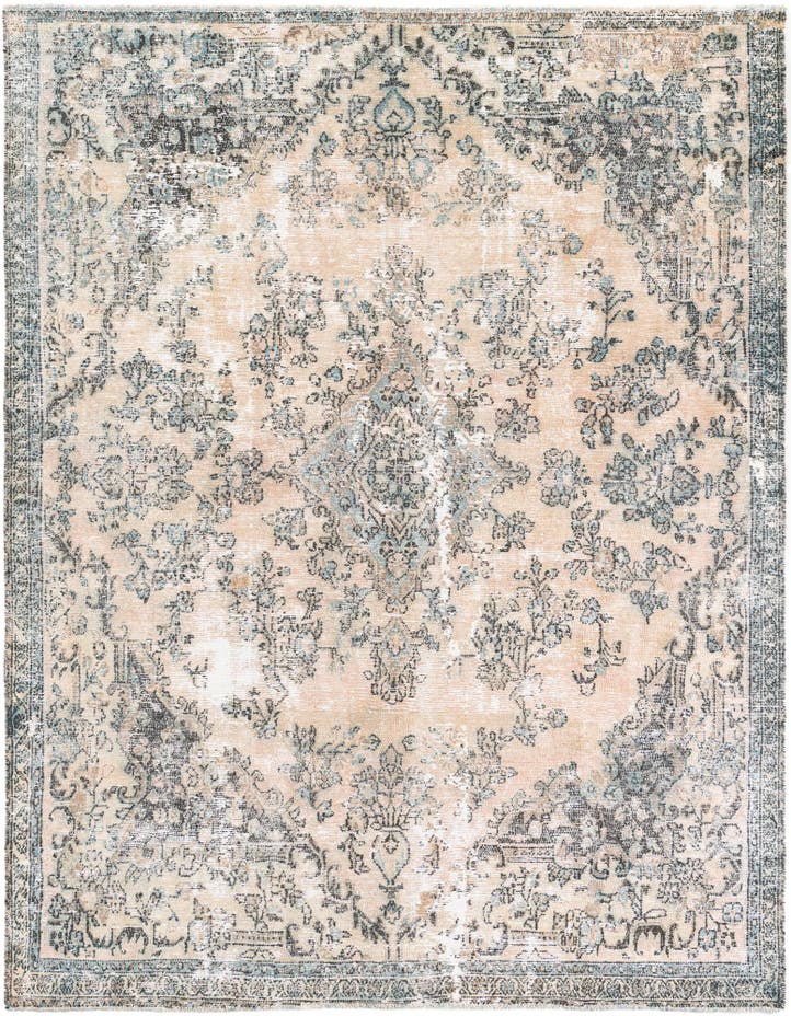 7' 1 x 9' 1  Hand Knotted Ultra Vintage Persian W...