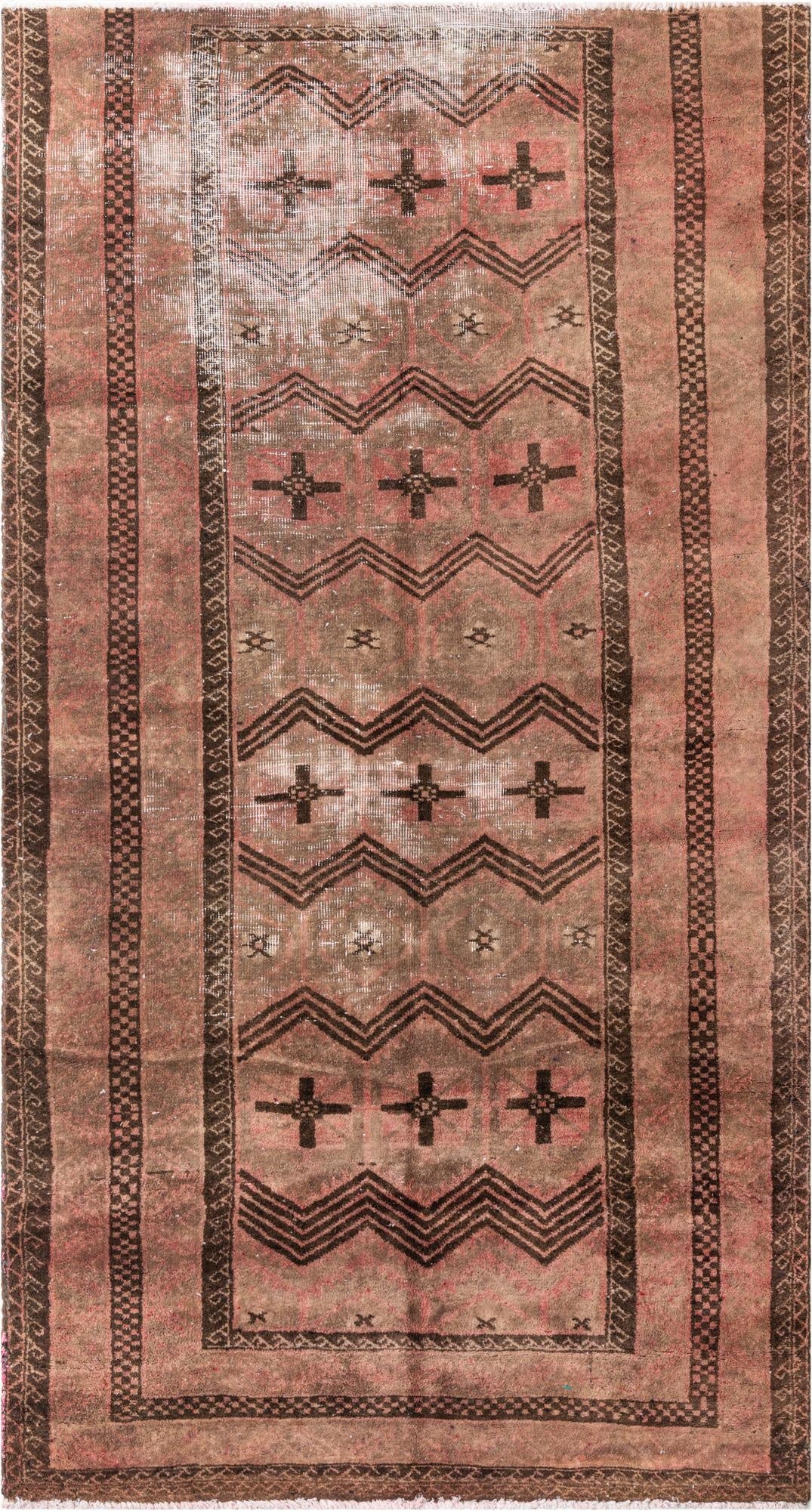  4' 3 x 7' 10  Hand Knotted Ultra Vintage Persian Wool Rug