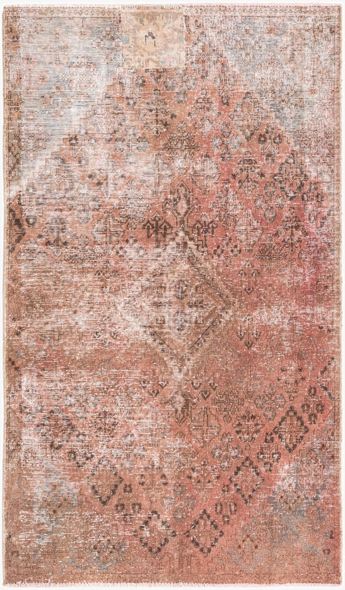  3' 6 x 6'  Hand Knotted Ultra Vintage Persian Wool Rug