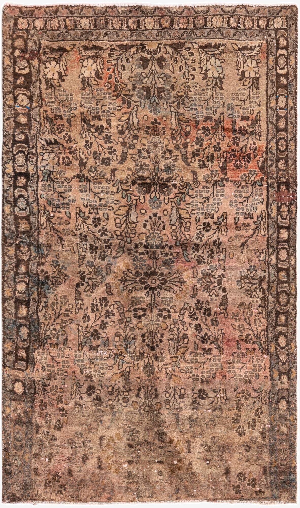  3' 7 x 6'  Hand Knotted Ultra Vintage Persian Wool Rug