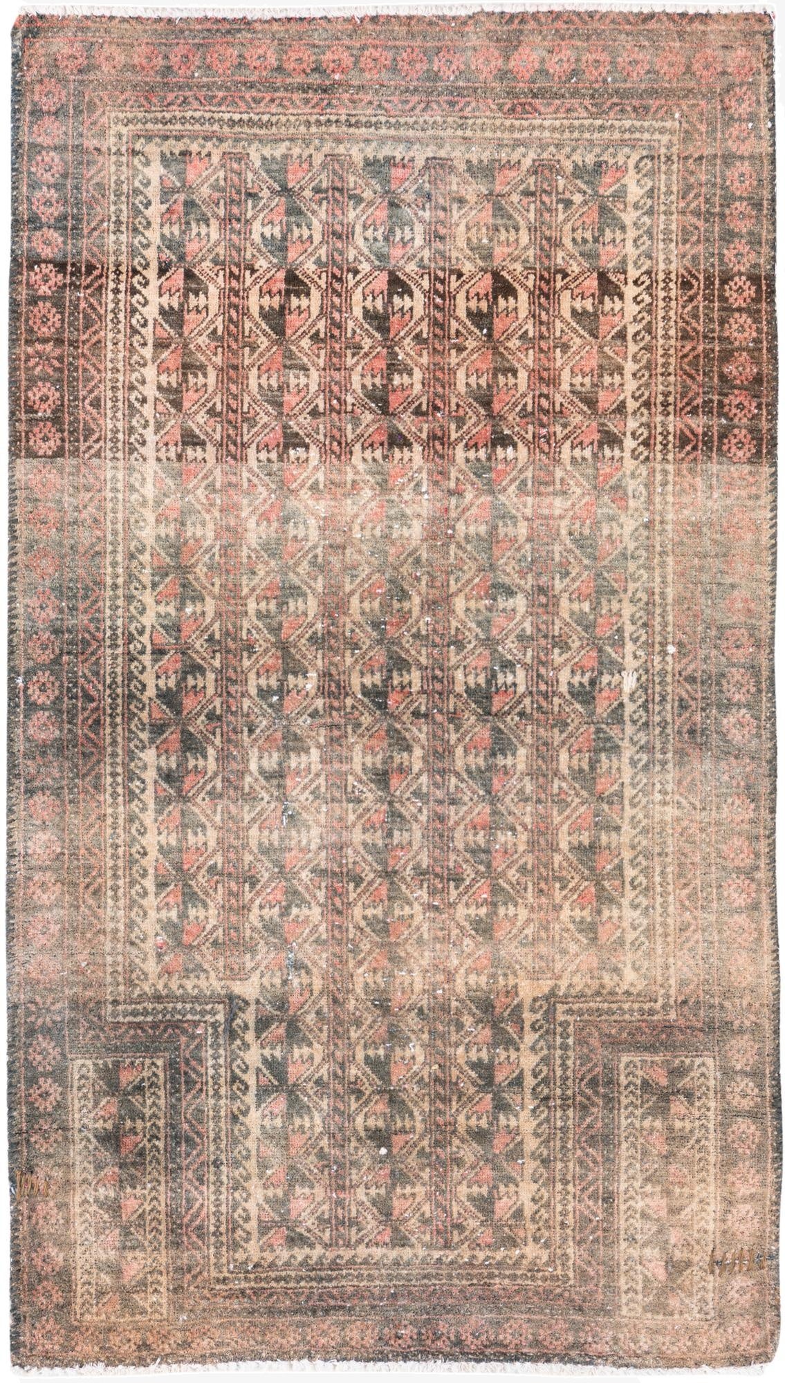  2' 8 x 4' 7  Hand Knotted Ultra Vintage Persian Wool Rug
