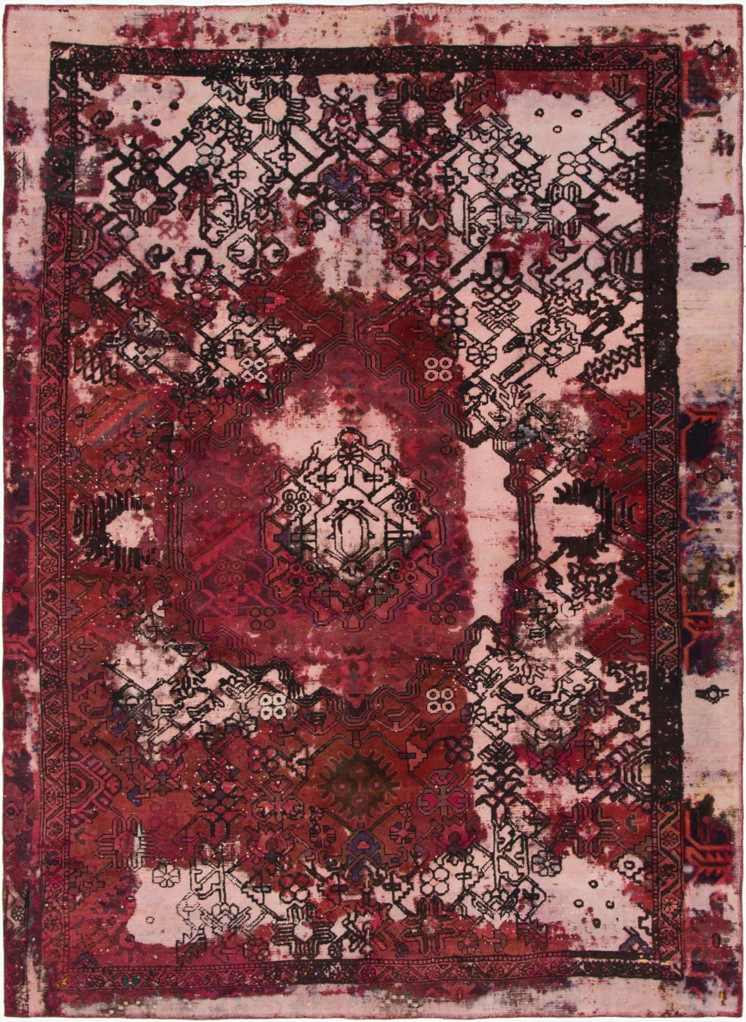  6' 6 x 8' 10  Hand Knotted Ultra Vintage Persian Wool Rug