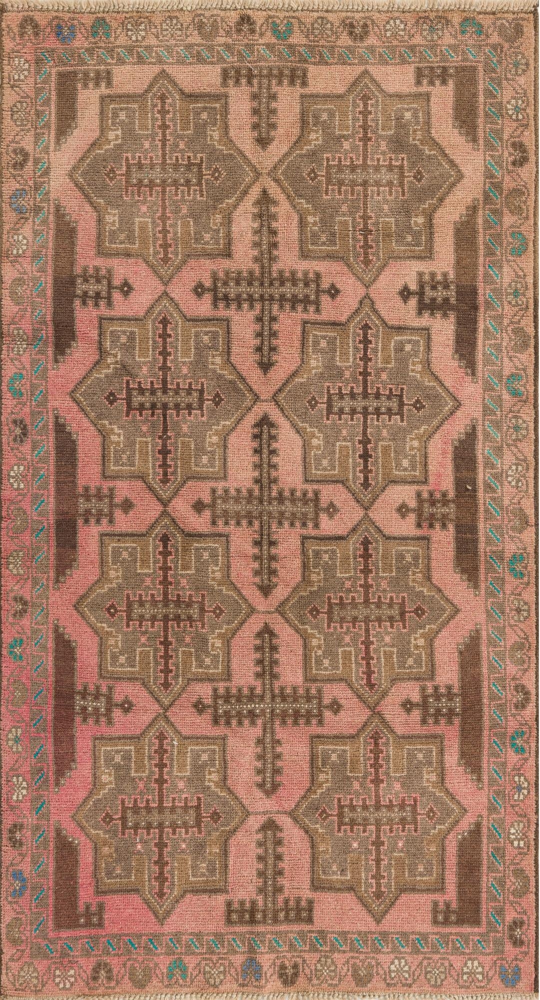  3' 5 x 6' 2  Hand Knotted Ultra Vintage Persian Wool Rug