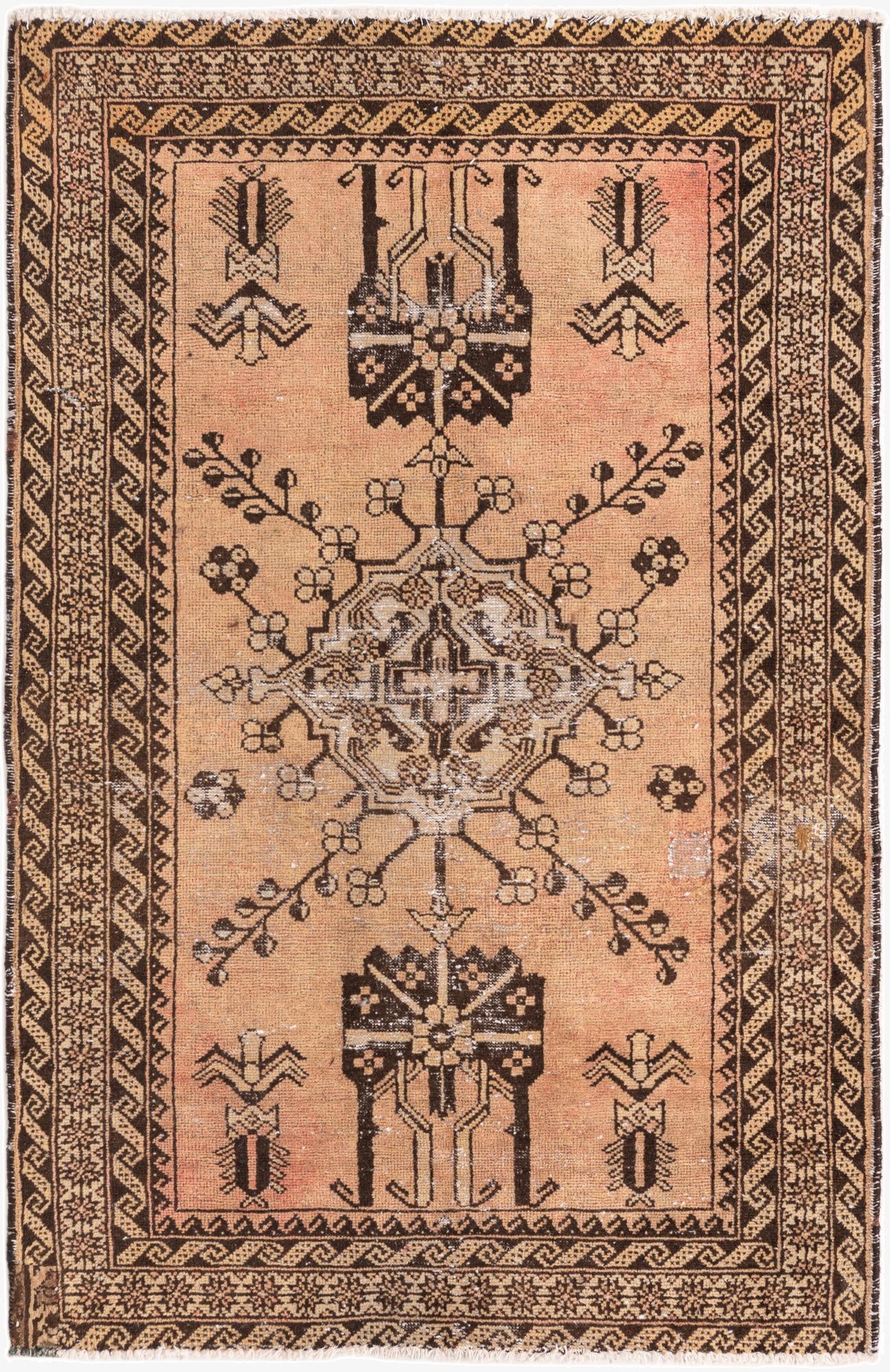  4' x 6' 4  Hand Knotted Ultra Vintage Persian Wool Rug