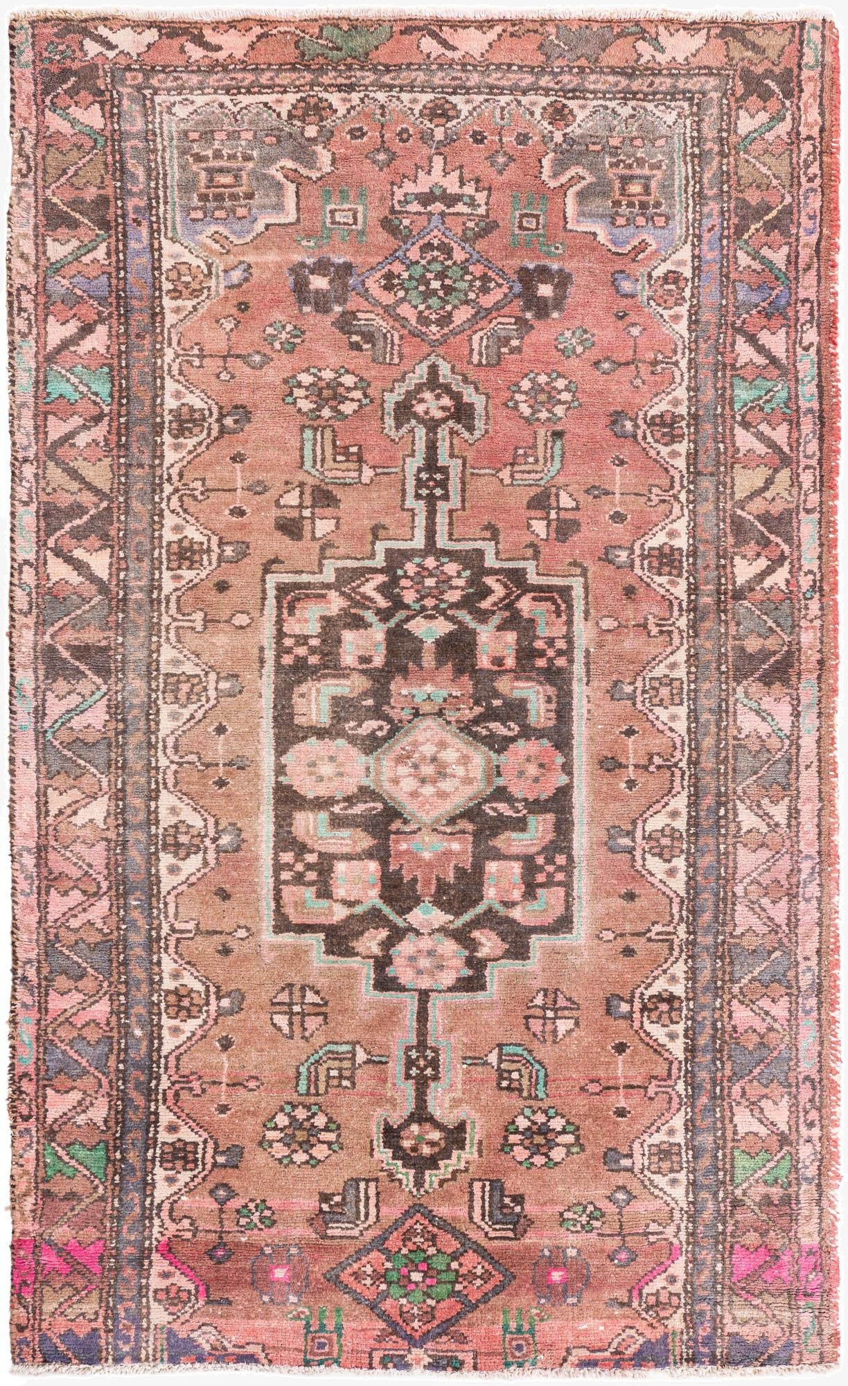  3' 5 x 5' 10  Hand Knotted Ultra Vintage Persian Wool Rug