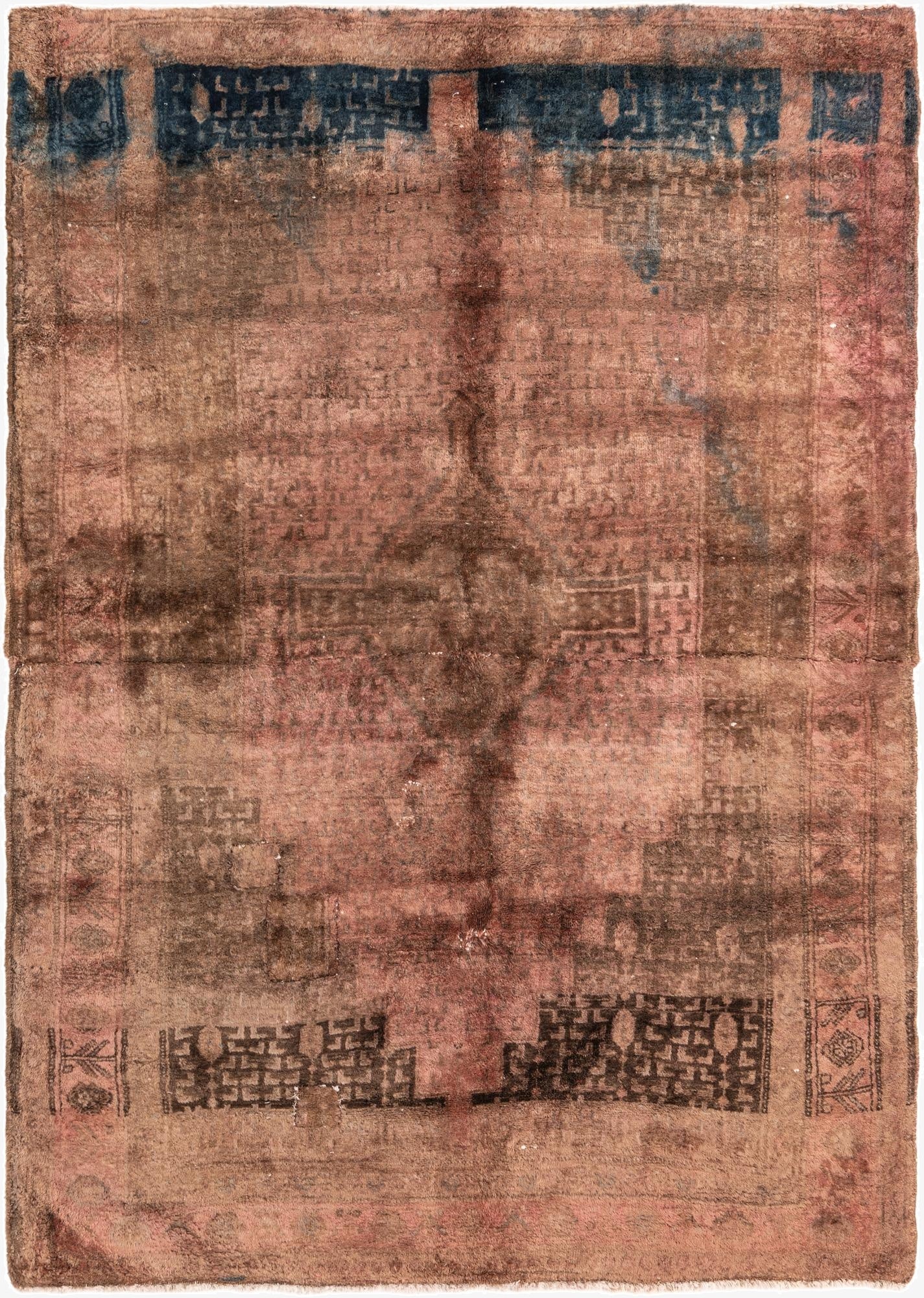  5' 1 x 7' 3  Hand Knotted Ultra Vintage Persian Wool Rug