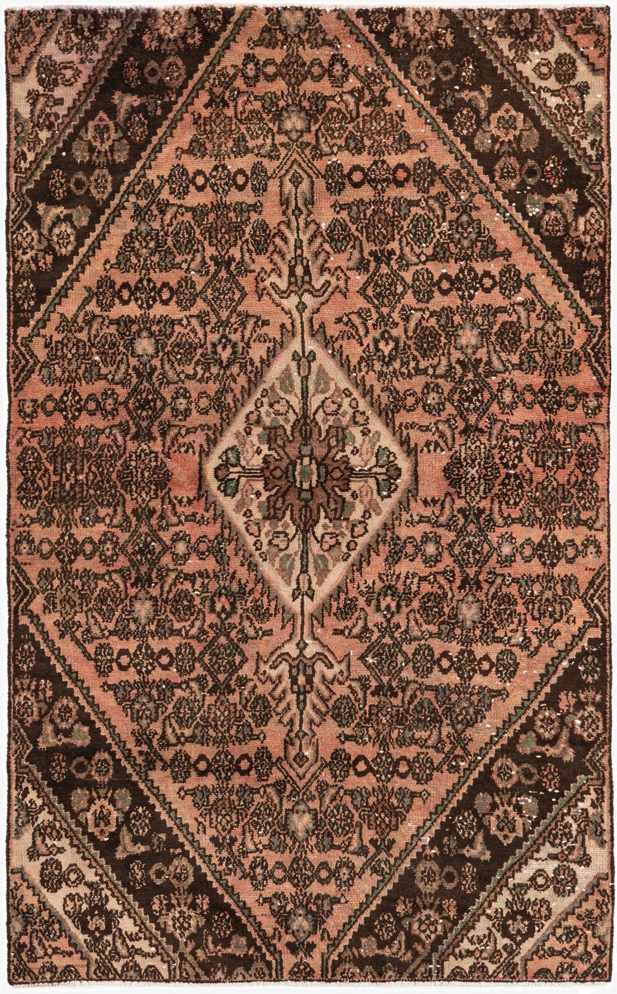  4' 4 x 7' 1  Hand Knotted Ultra Vintage Persian Wool Rug