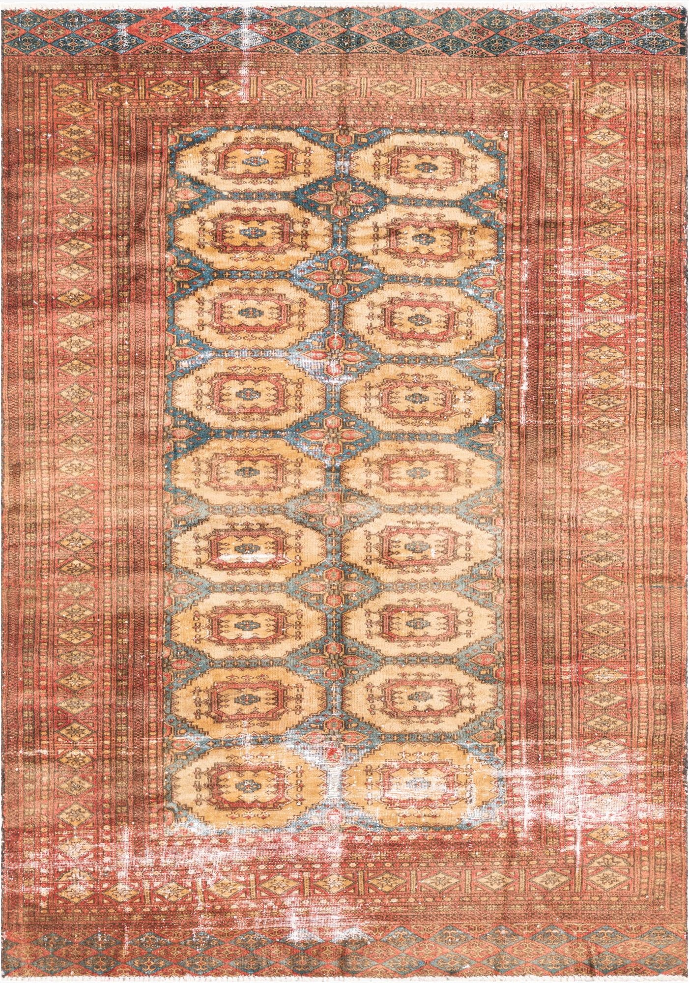  4' 1 x 5' 9  Hand Knotted Ultra Vintage Persian Wool Rug