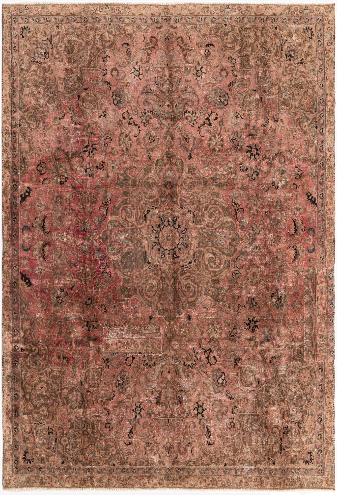  6' 9 x 10'  Hand Knotted Ultra Vintage Persian Wool Rug