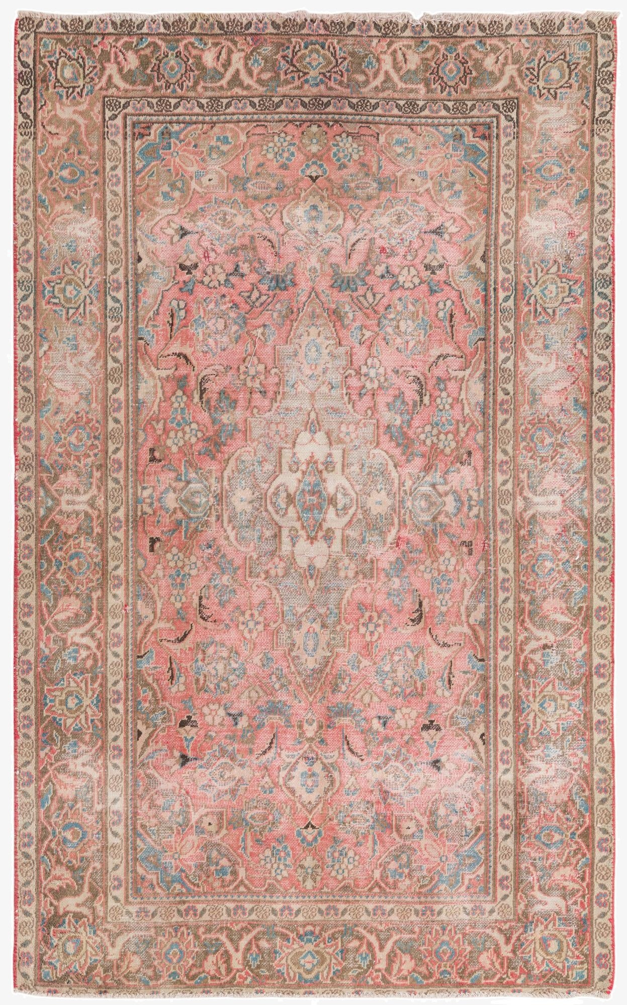  3' 10 x 6' 3  Hand Knotted Ultra Vintage Persian Wool Rug