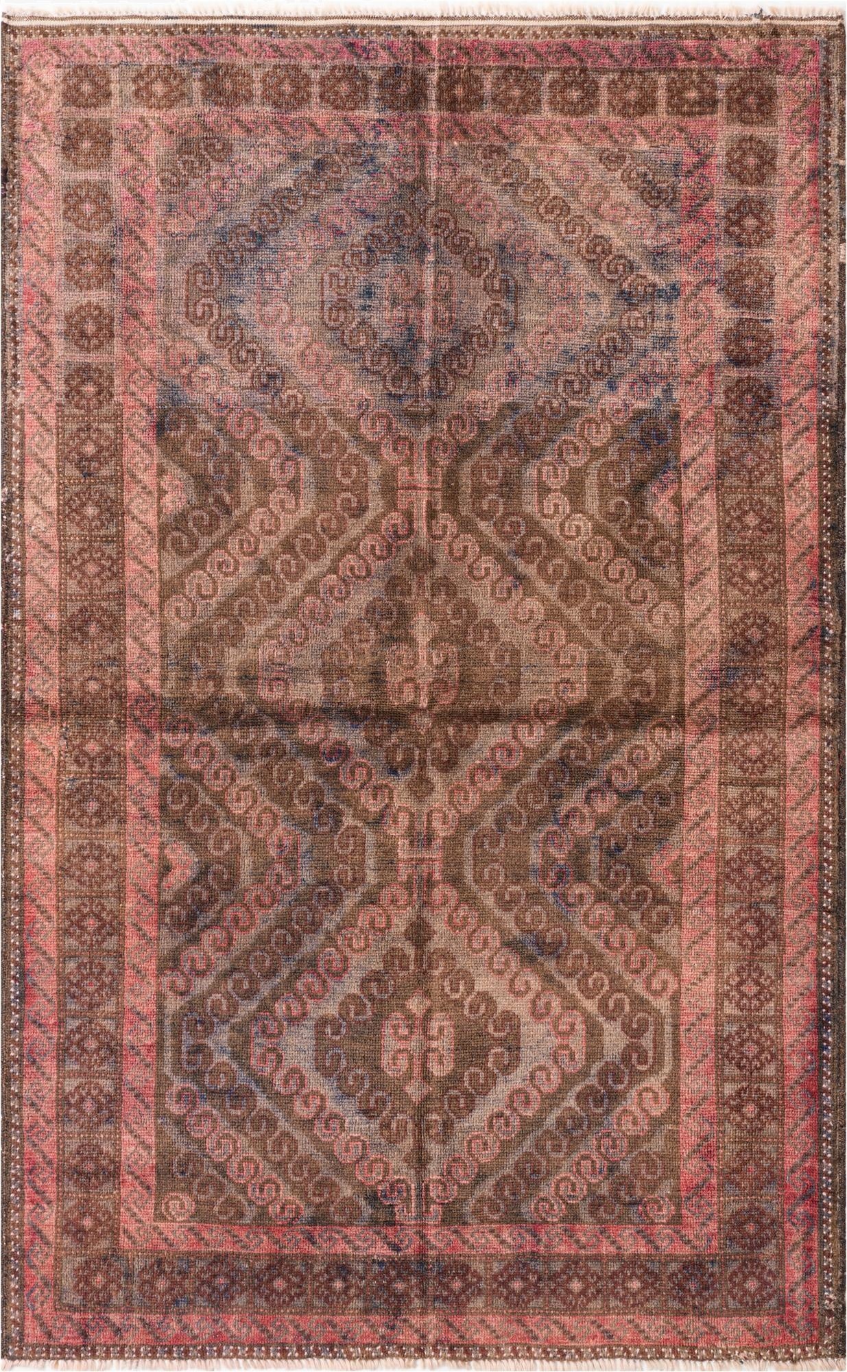  3' 10 x 6' 3  Hand Knotted Ultra Vintage Persian Wool Rug