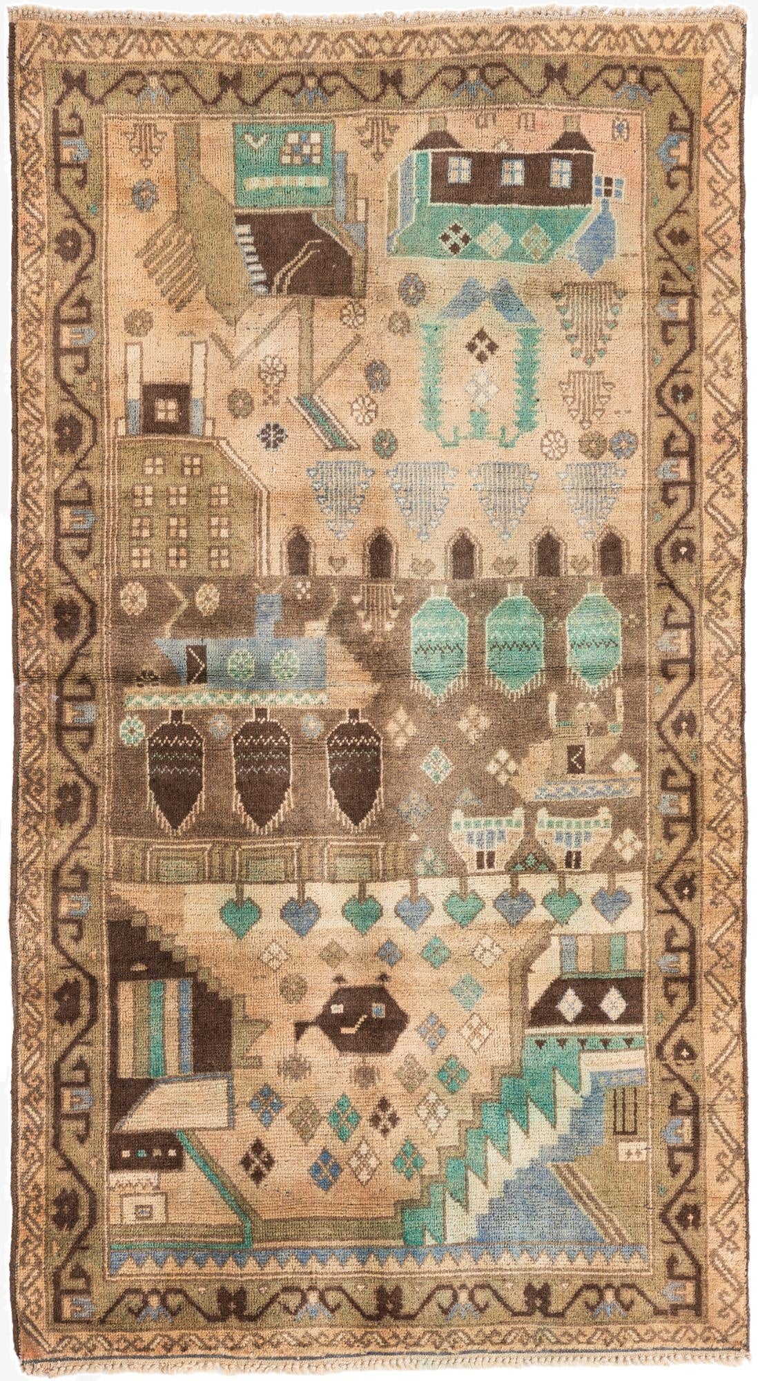  3' 5 x 6' 1  Hand Knotted Ultra Vintage Persian Wool Rug