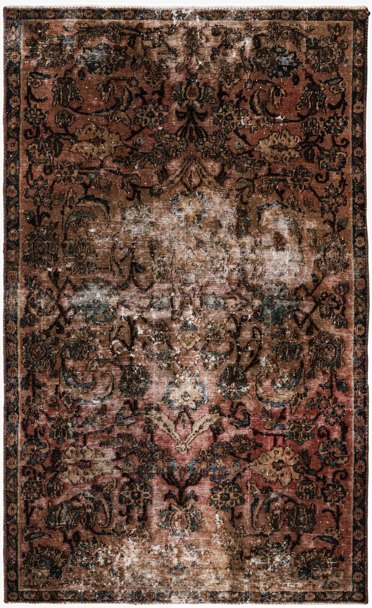  3' 5 x 5' 7  Hand Knotted Ultra Vintage Persian Wool Rug