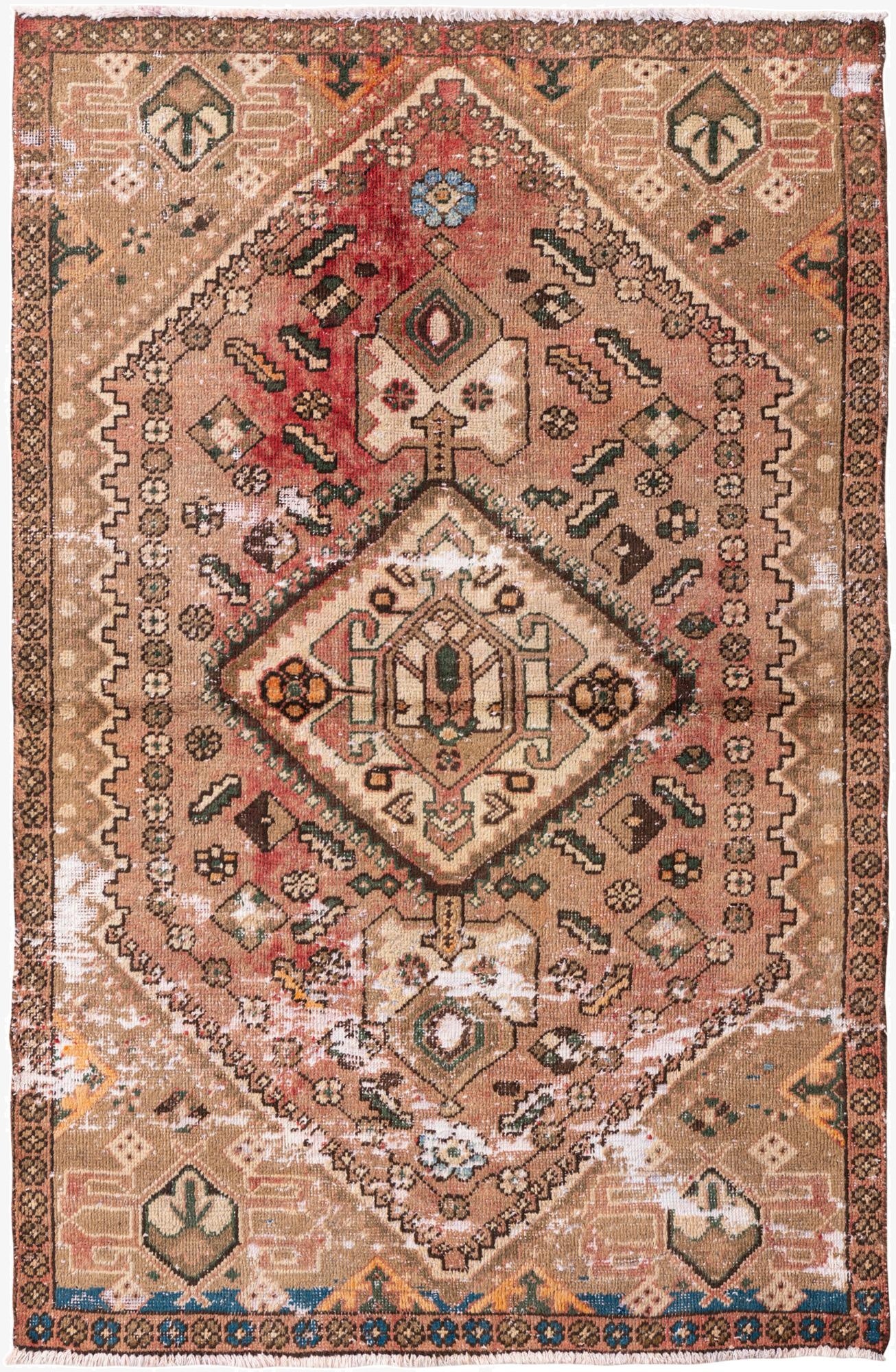  3' 9 x 5' 10  Hand Knotted Ultra Vintage Persian Wool Rug