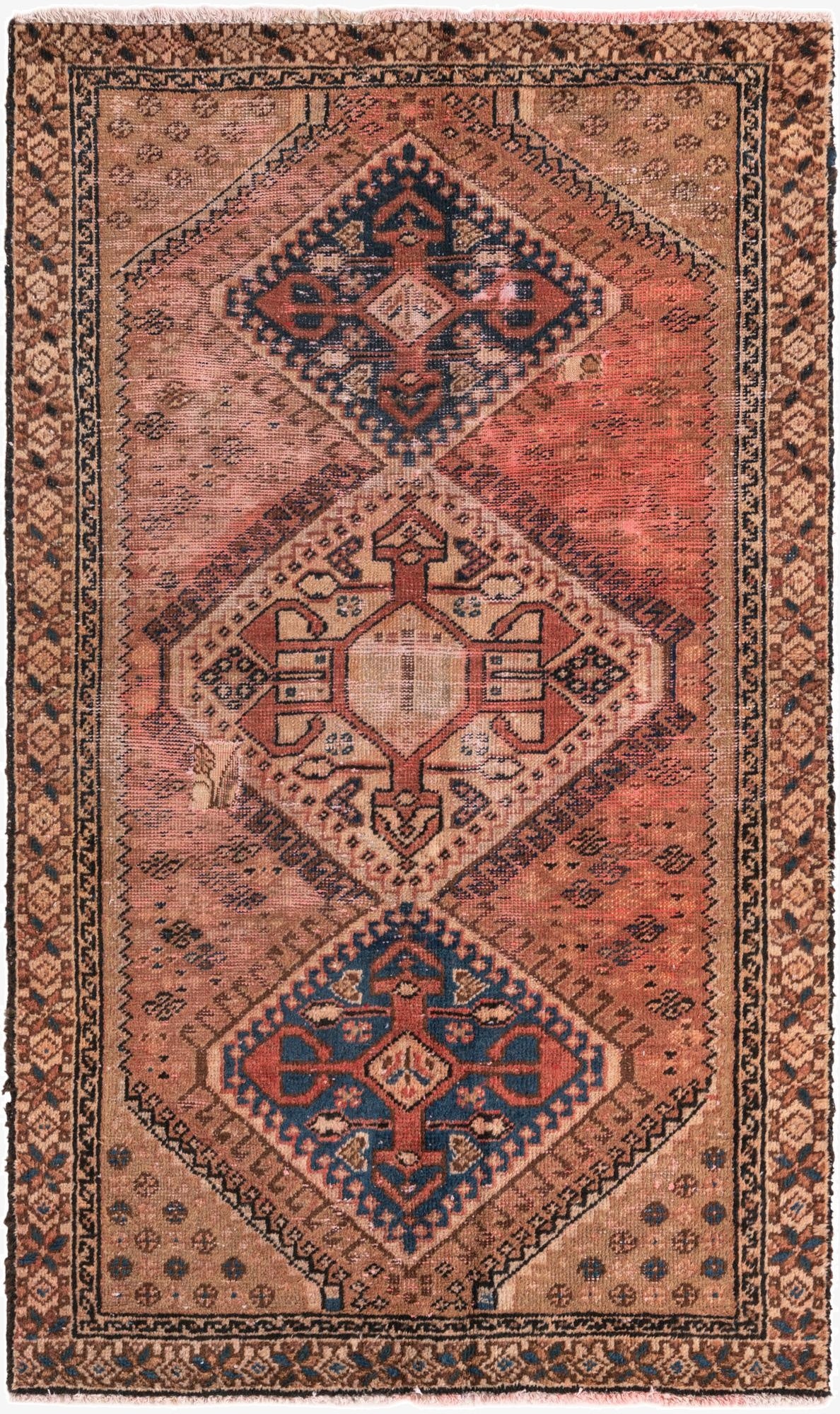  3' 10 x 6' 6  Hand Knotted Ultra Vintage Persian Wool Rug