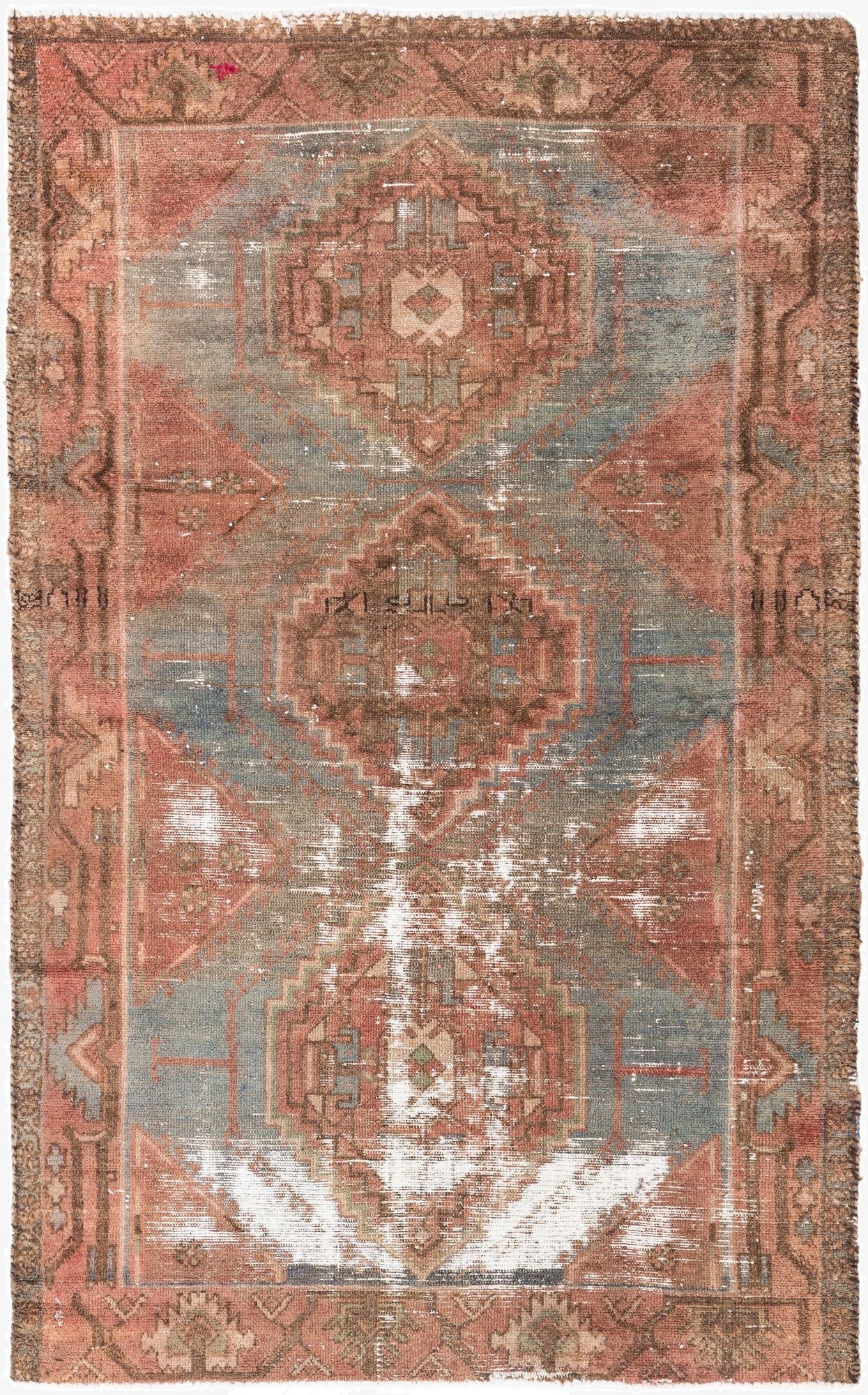  4' x 6' 6  Hand Knotted Ultra Vintage Persian Wool Rug