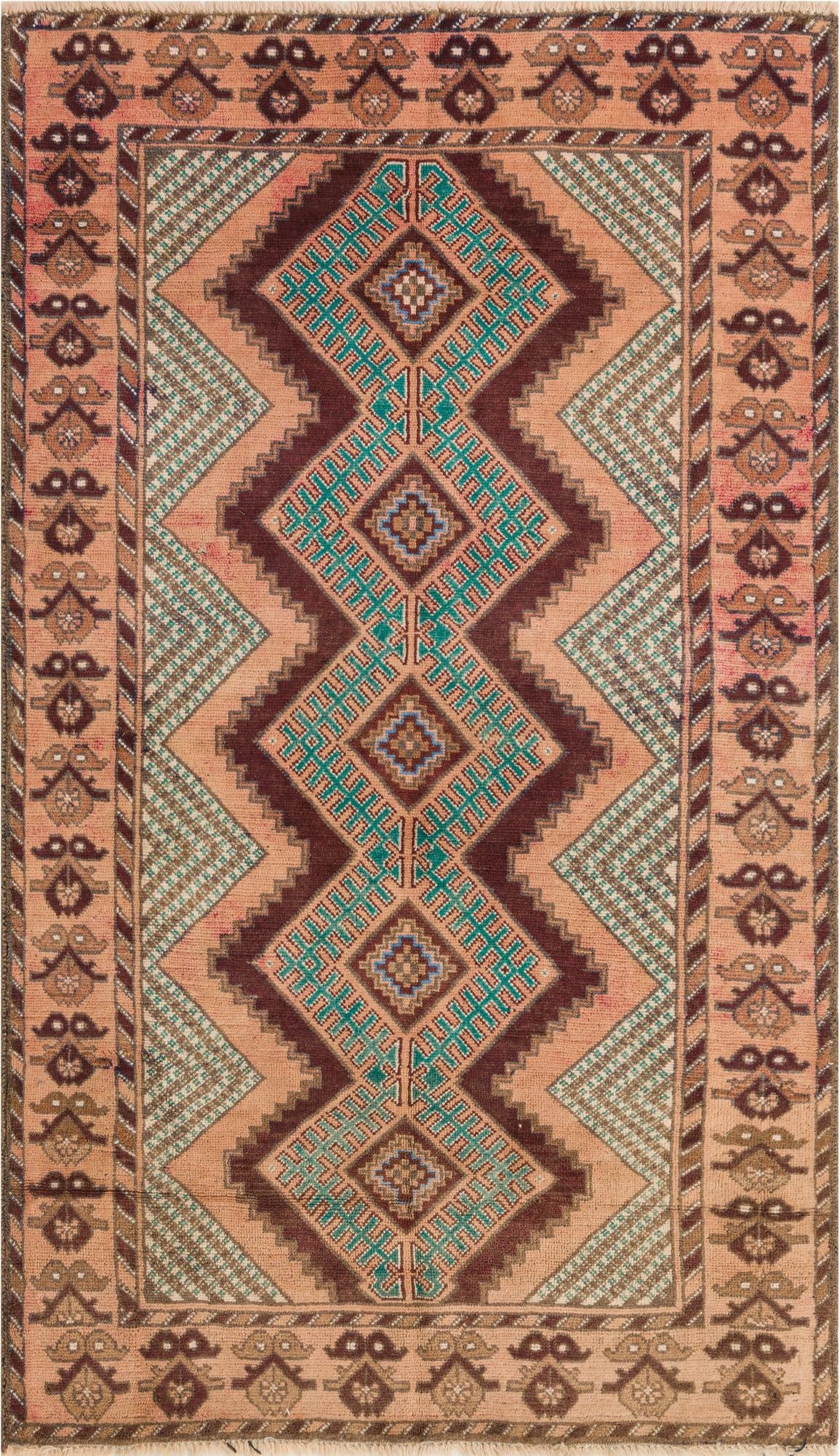  3' 6 x 6' 1  Hand Knotted Ultra Vintage Persian Wool Rug