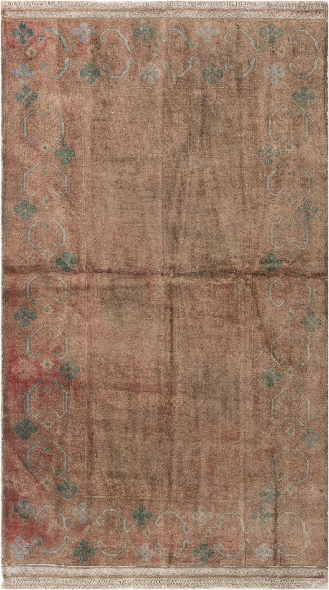  3' 7 x 6' 4  Hand Knotted Ultra Vintage Persian Wool Rug