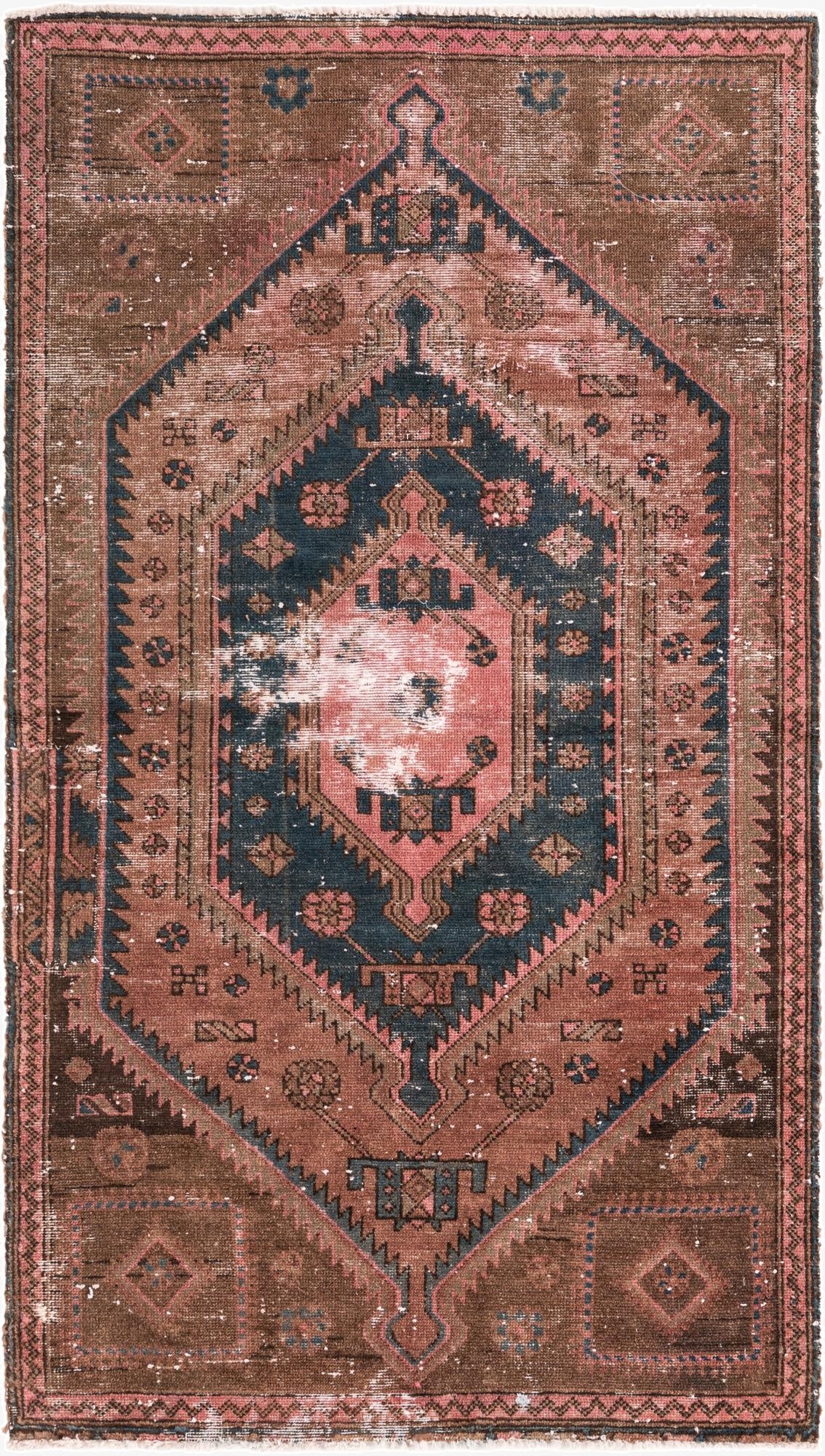  3' 3 x 5' 9  Hand Knotted Ultra Vintage Persian Wool Rug