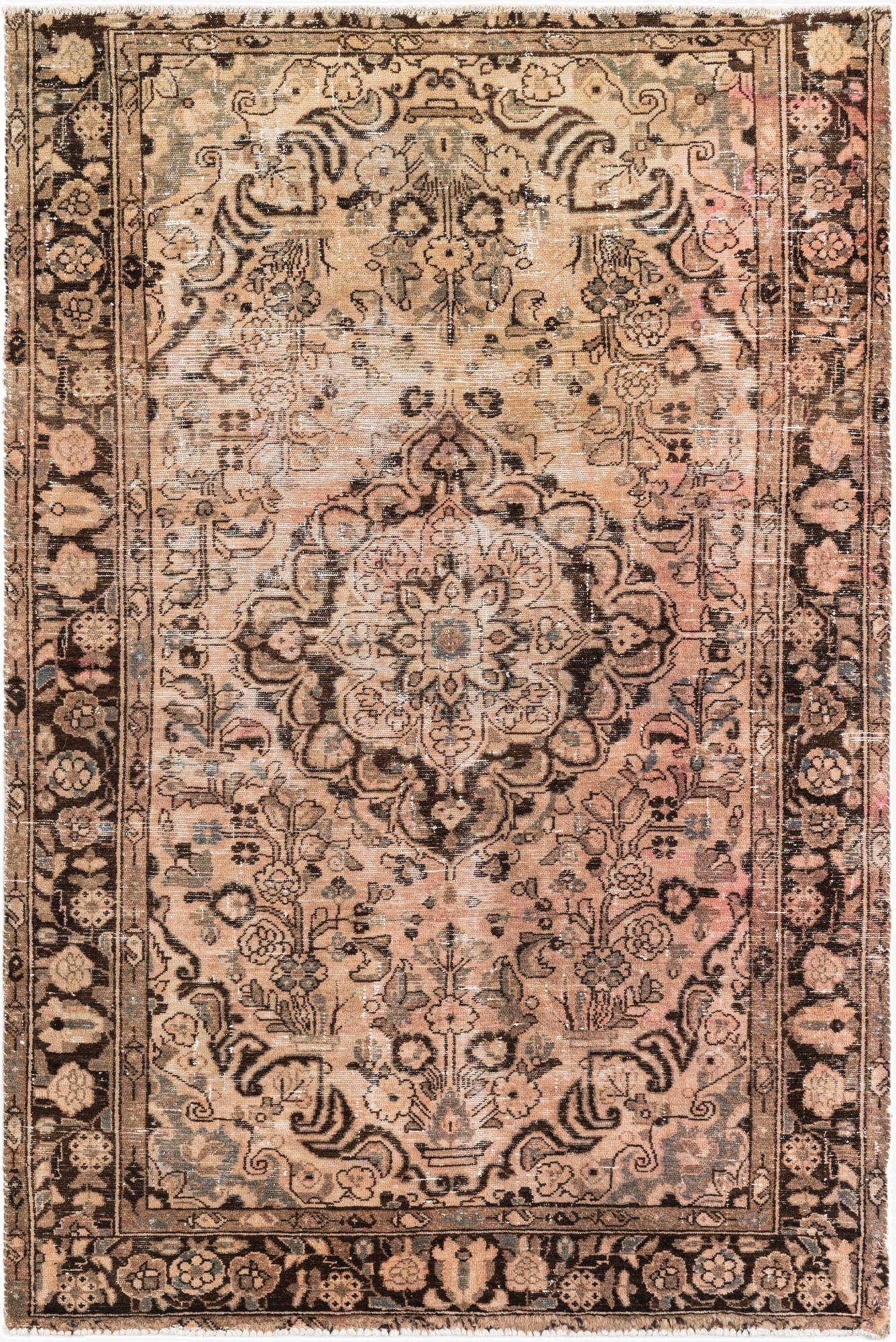  4' 9 x 7'  Hand Knotted Ultra Vintage Persian Wool Rug