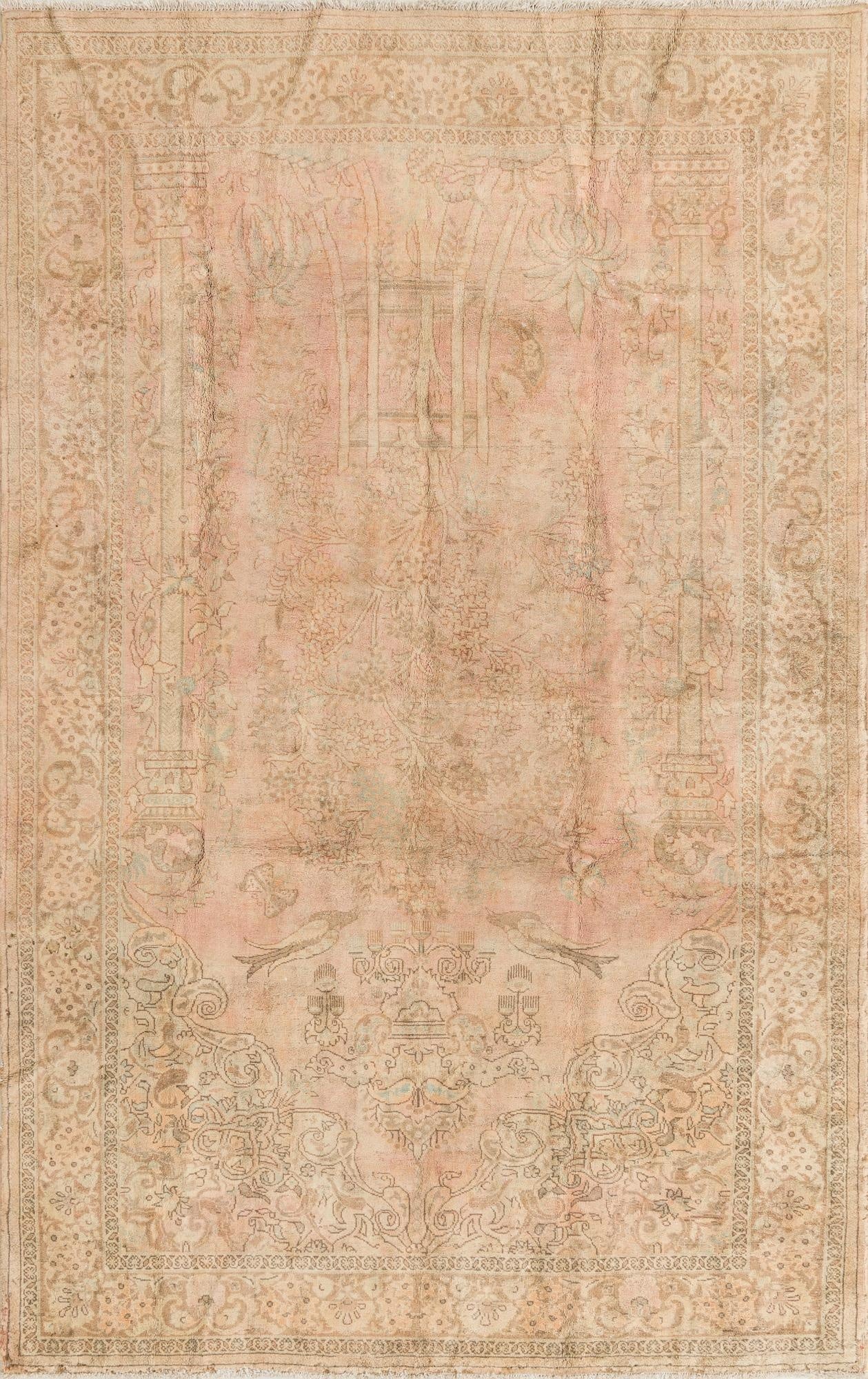  6' 3 x 9' 10  Hand Knotted Ultra Vintage Persian Wool Rug