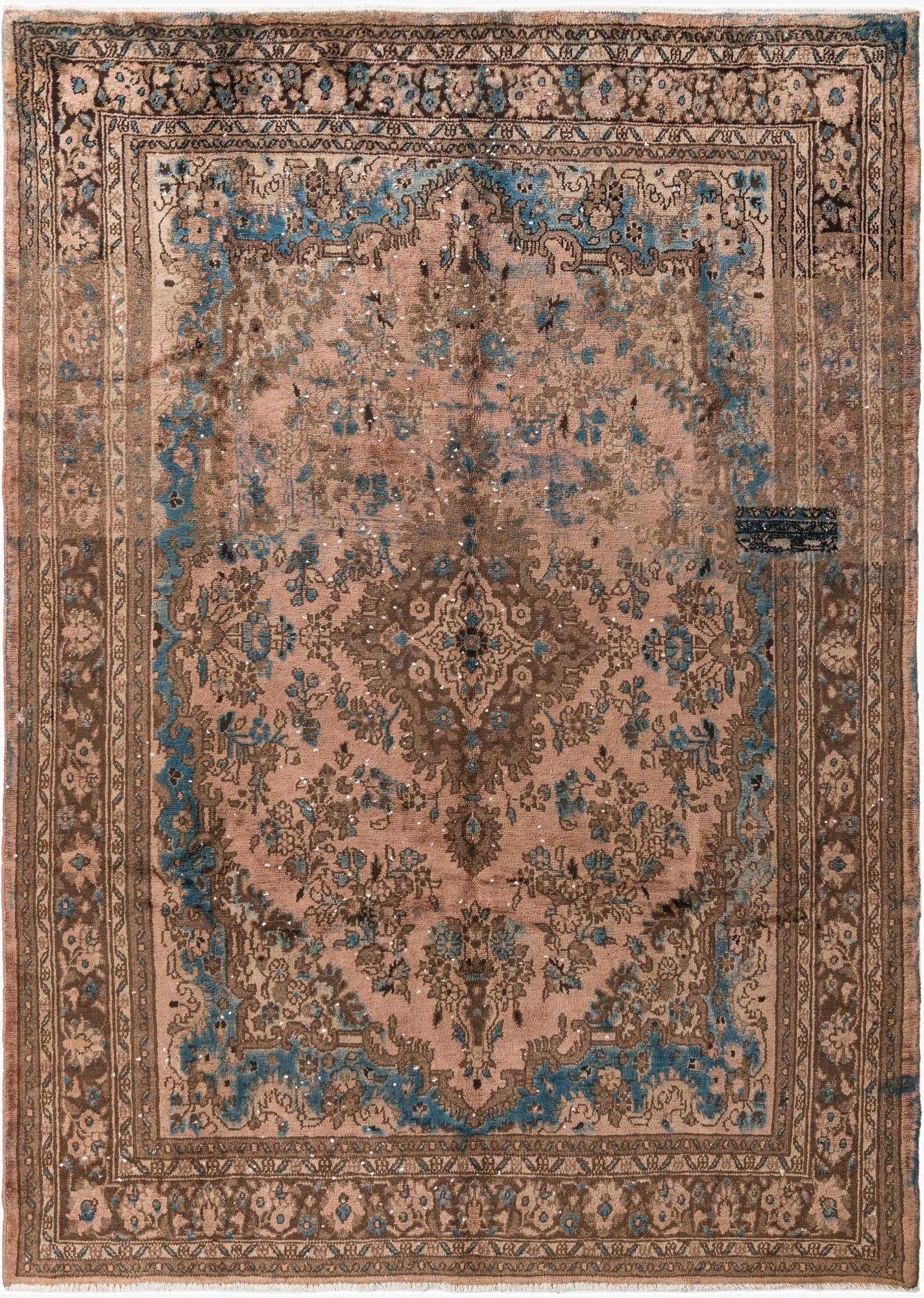  7' 3 x 10' 2  Hand Knotted Ultra Vintage Persian Wool Rug