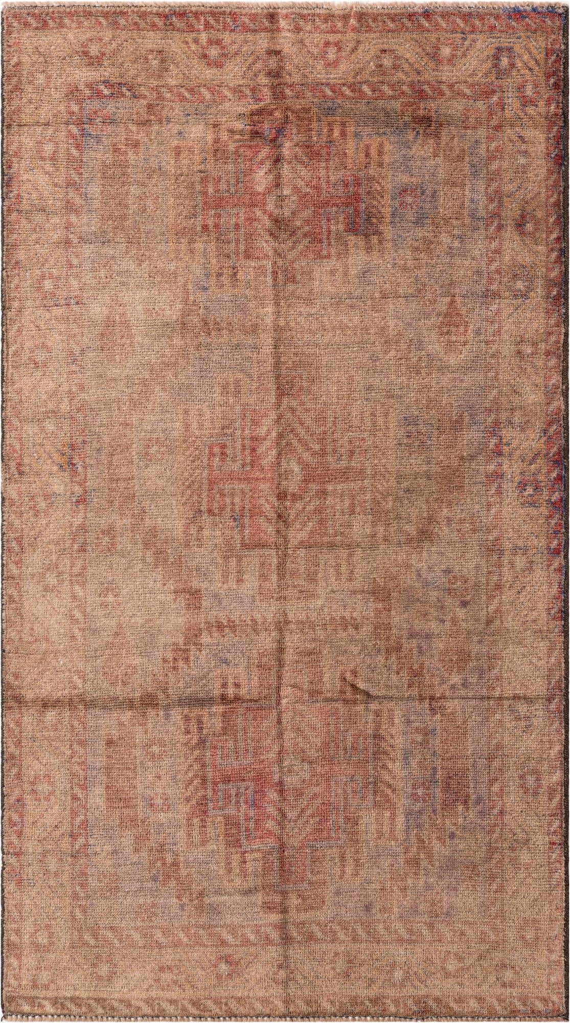  3' 7 x 6' 5  Hand Knotted Ultra Vintage Persian Wool Rug