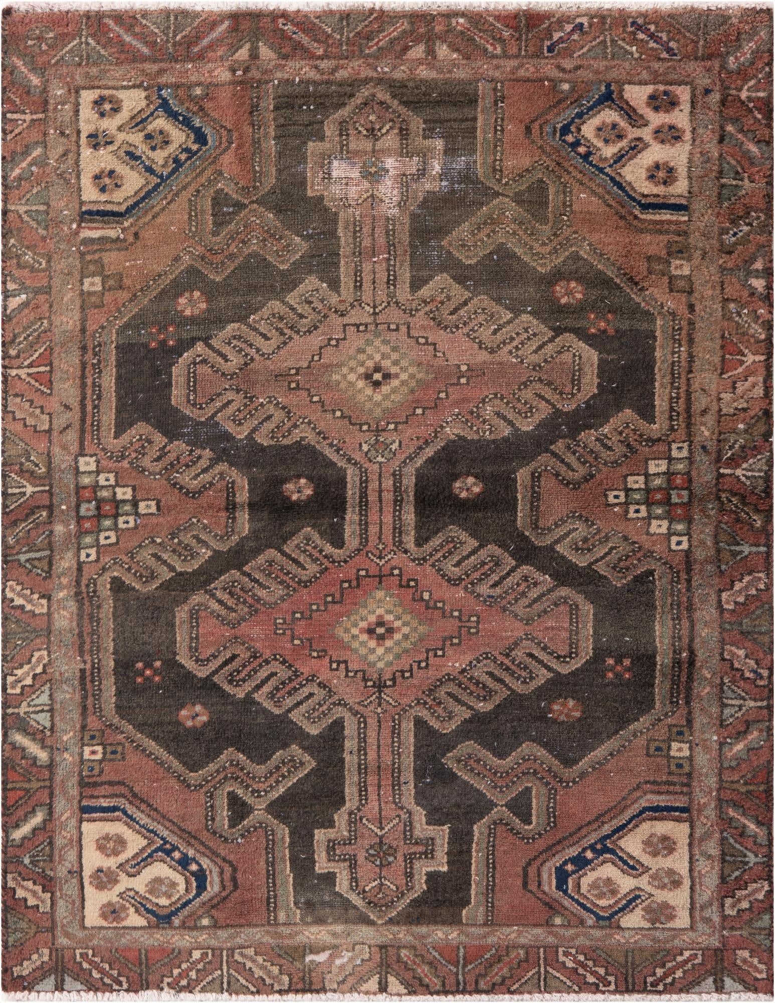  3' 6 x 4' 5  Hand Knotted Ultra Vintage Persian Wool Rug