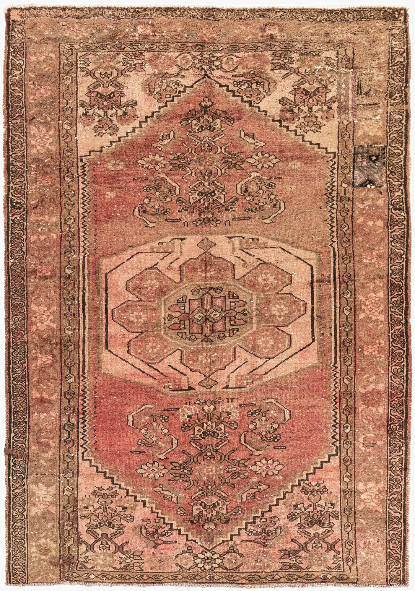  4' 4 x 6' 3  Hand Knotted Ultra Vintage Persian Wool Rug