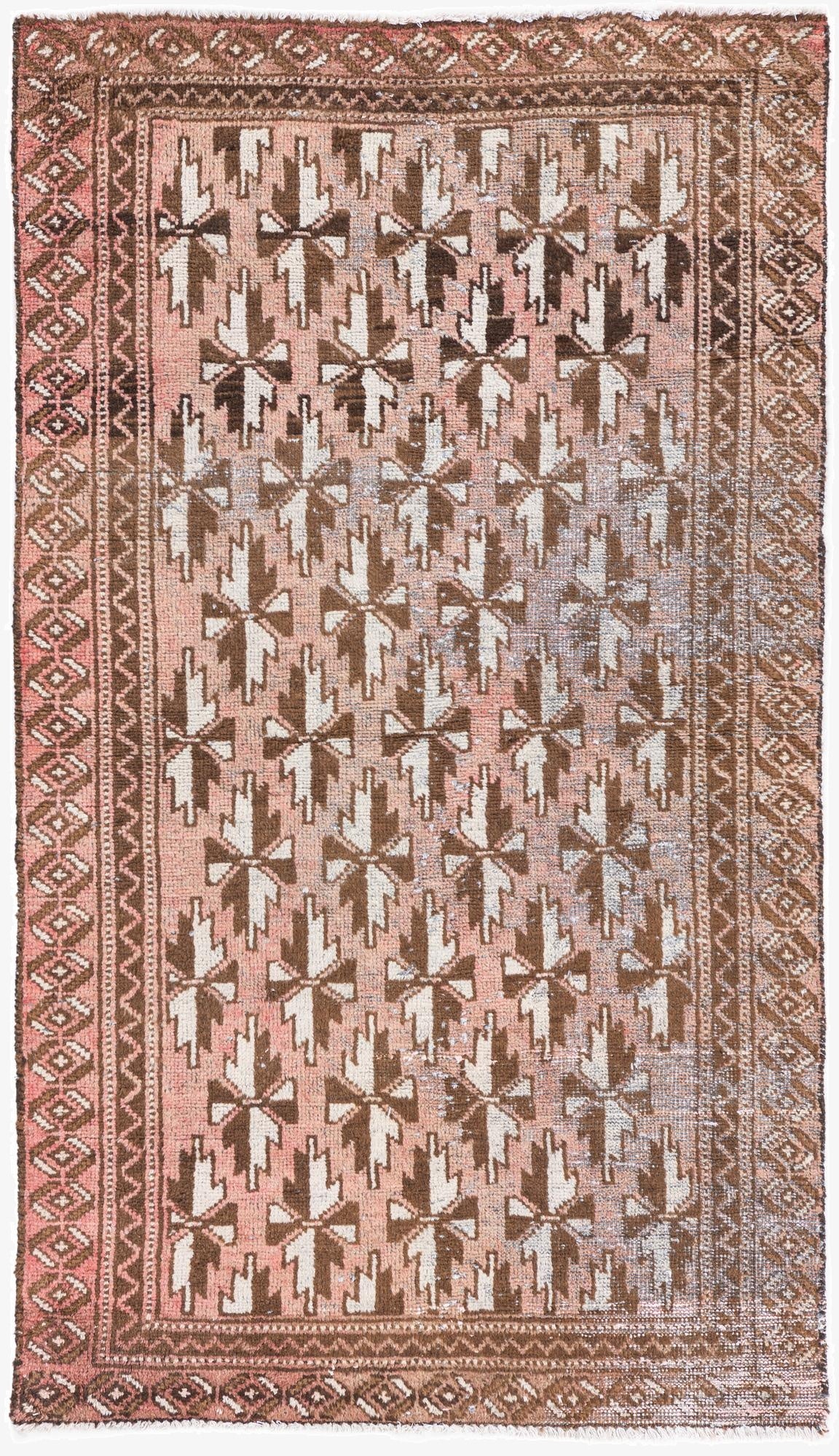  3' 5 x 6' 1  Hand Knotted Ultra Vintage Persian Wool Rug