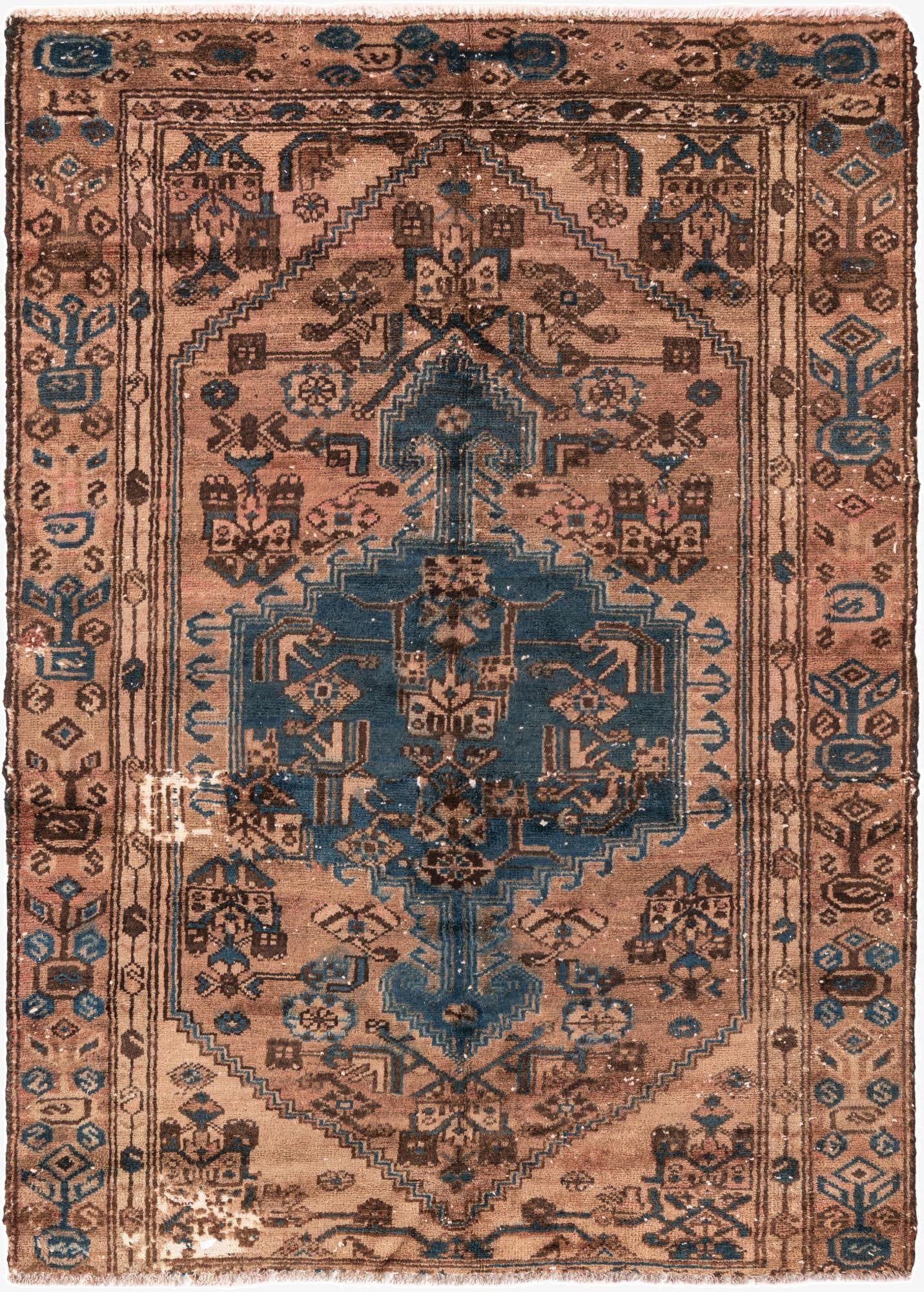  3' 8 x 5' 3  Hand Knotted Ultra Vintage Persian Wool Rug