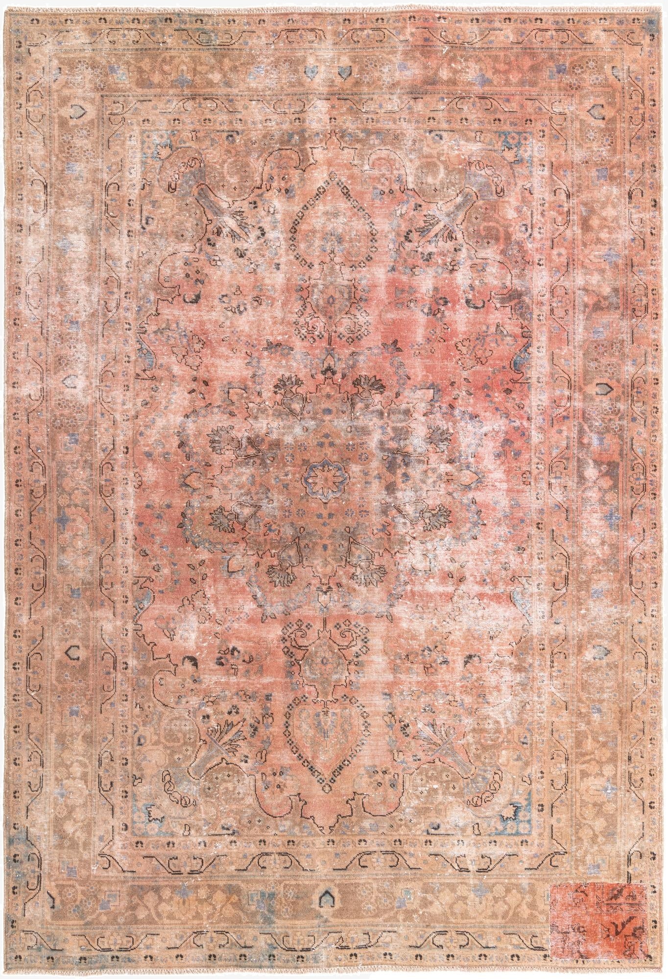  6' 6 x 9' 6  Hand Knotted Ultra Vintage Persian Wool Rug