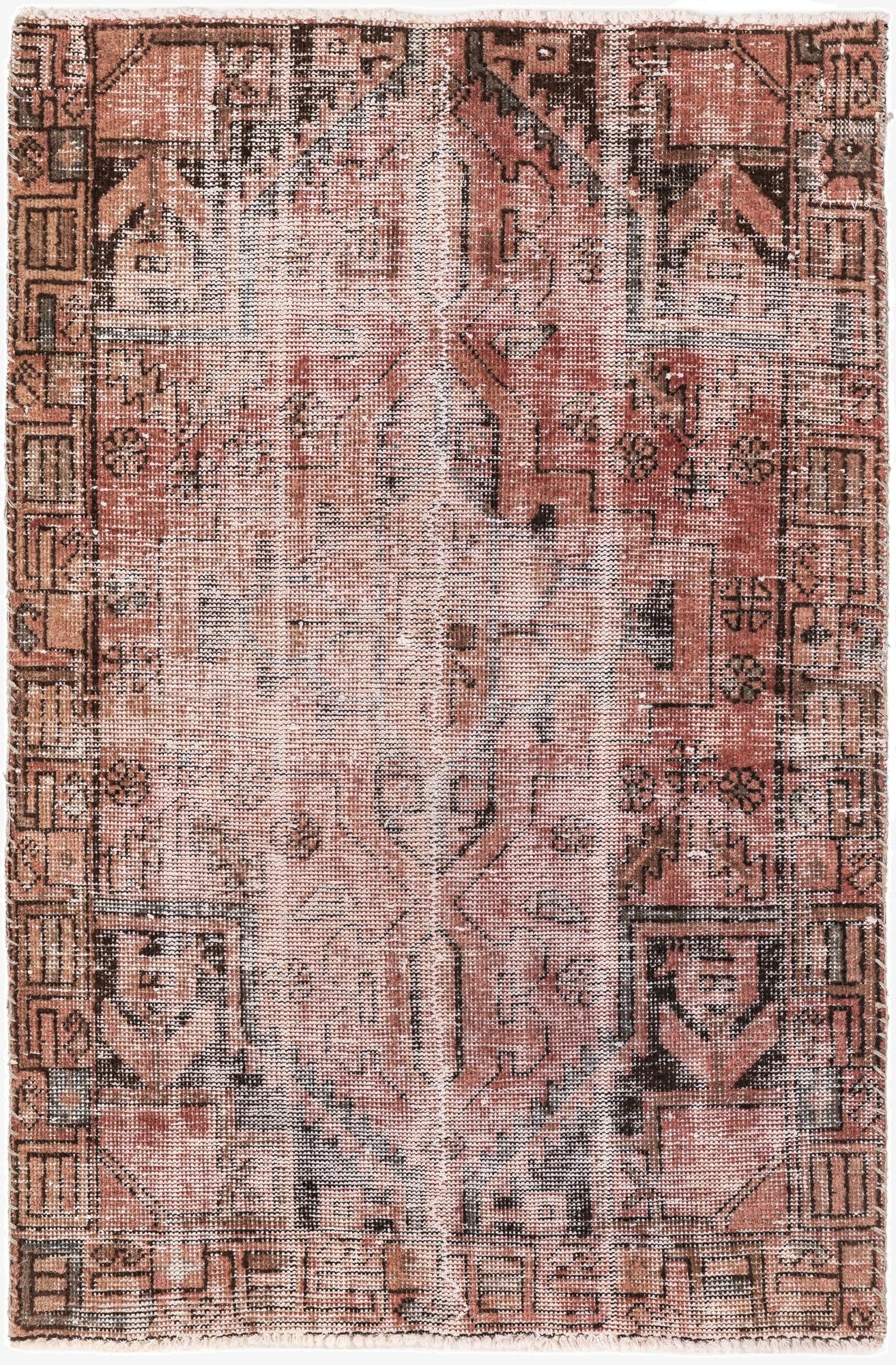  3' x 4' 6  Hand Knotted Ultra Vintage Persian Wool Rug