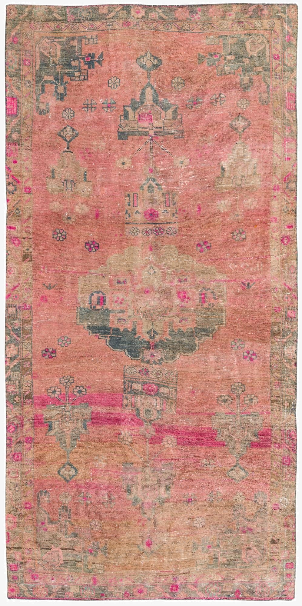  4' 10 x 9' 9  Hand Knotted Ultra Vintage Persian Wool Rug