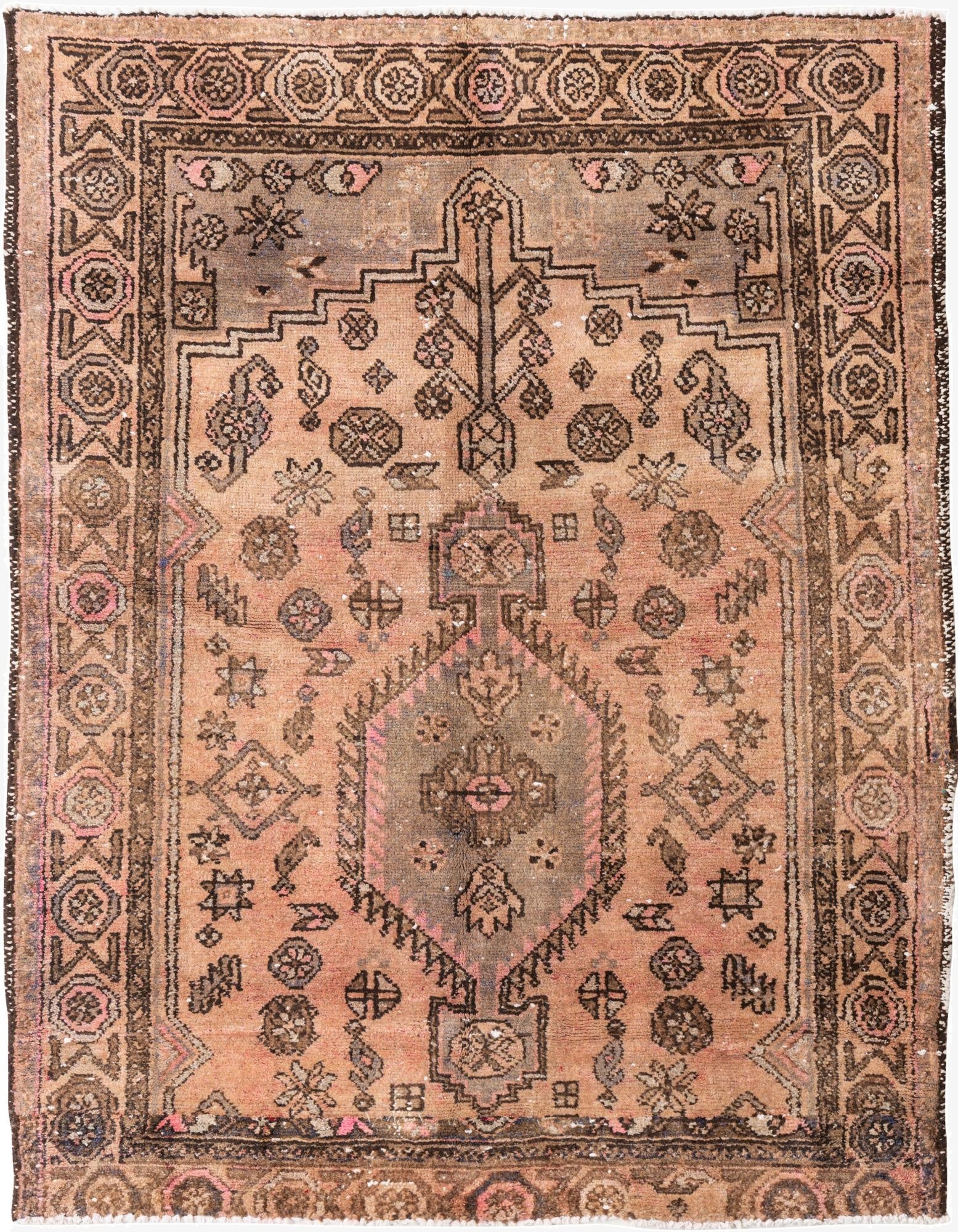 4' 4 x 5' 7  Hand Knotted Ultra Vintage Persian Wool Rug
