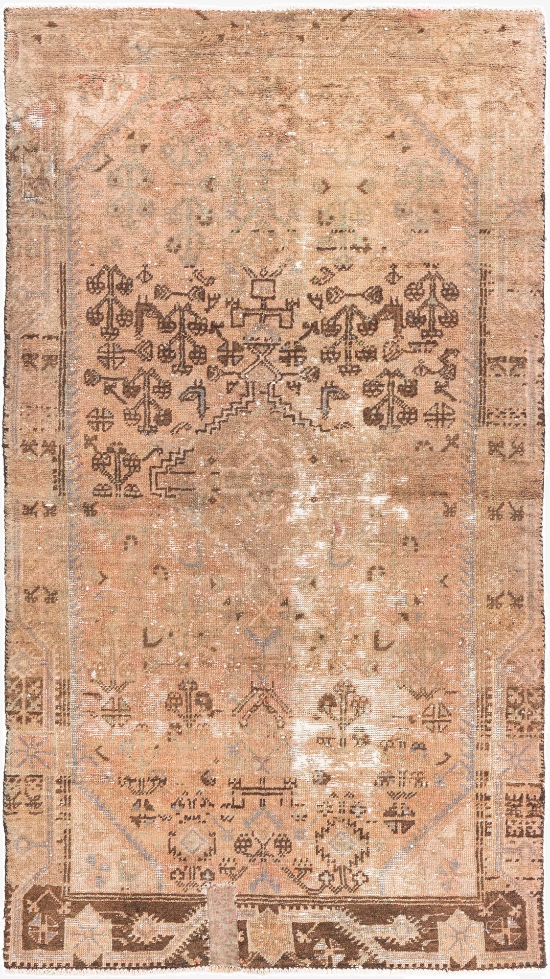  3' 10 x 7' 1  Hand Knotted Ultra Vintage Persian Wool Rug