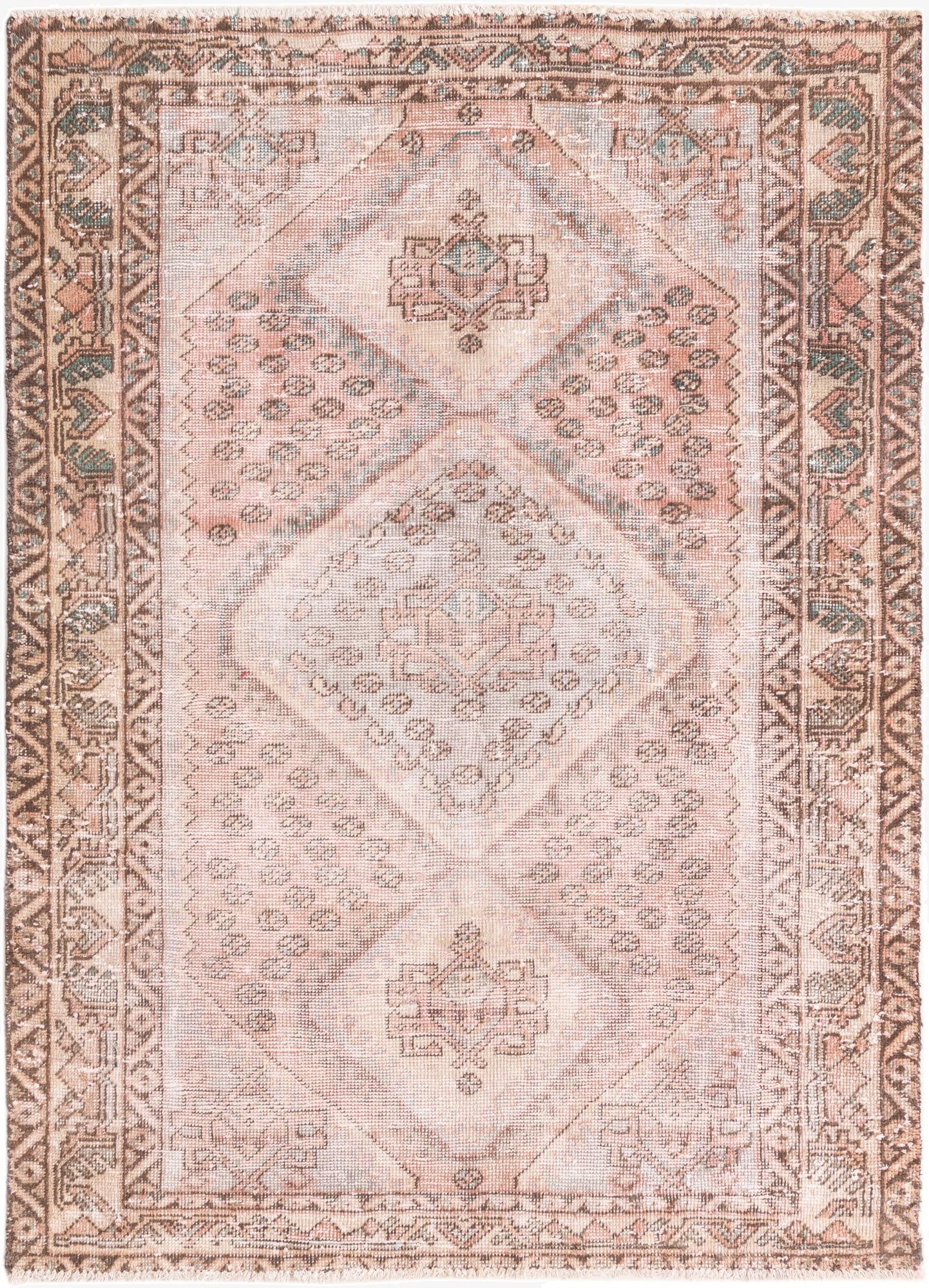  4' 7 x 6' 5  Hand Knotted Ultra Vintage Persian Wool Rug